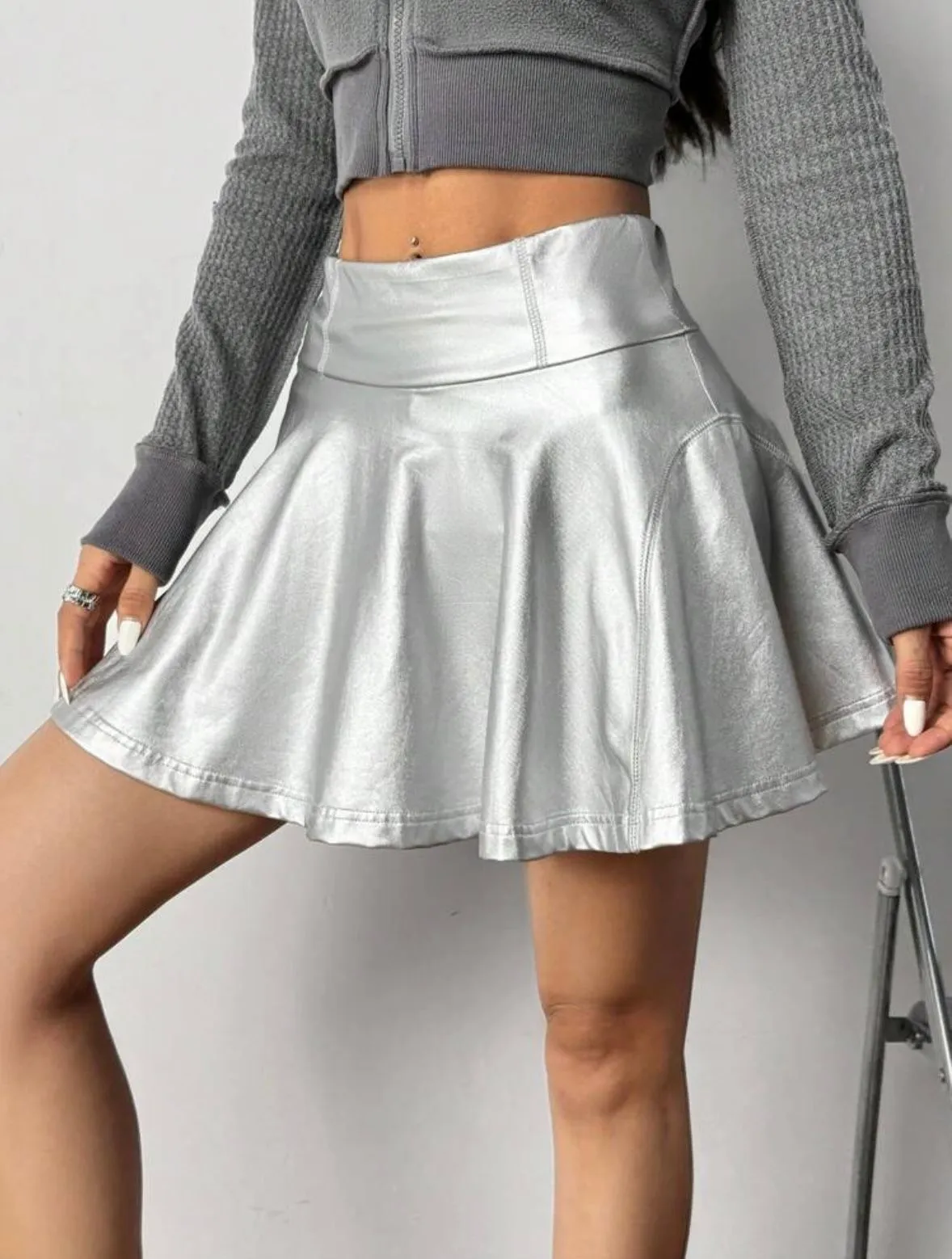Silver Skater Skirt with shorts