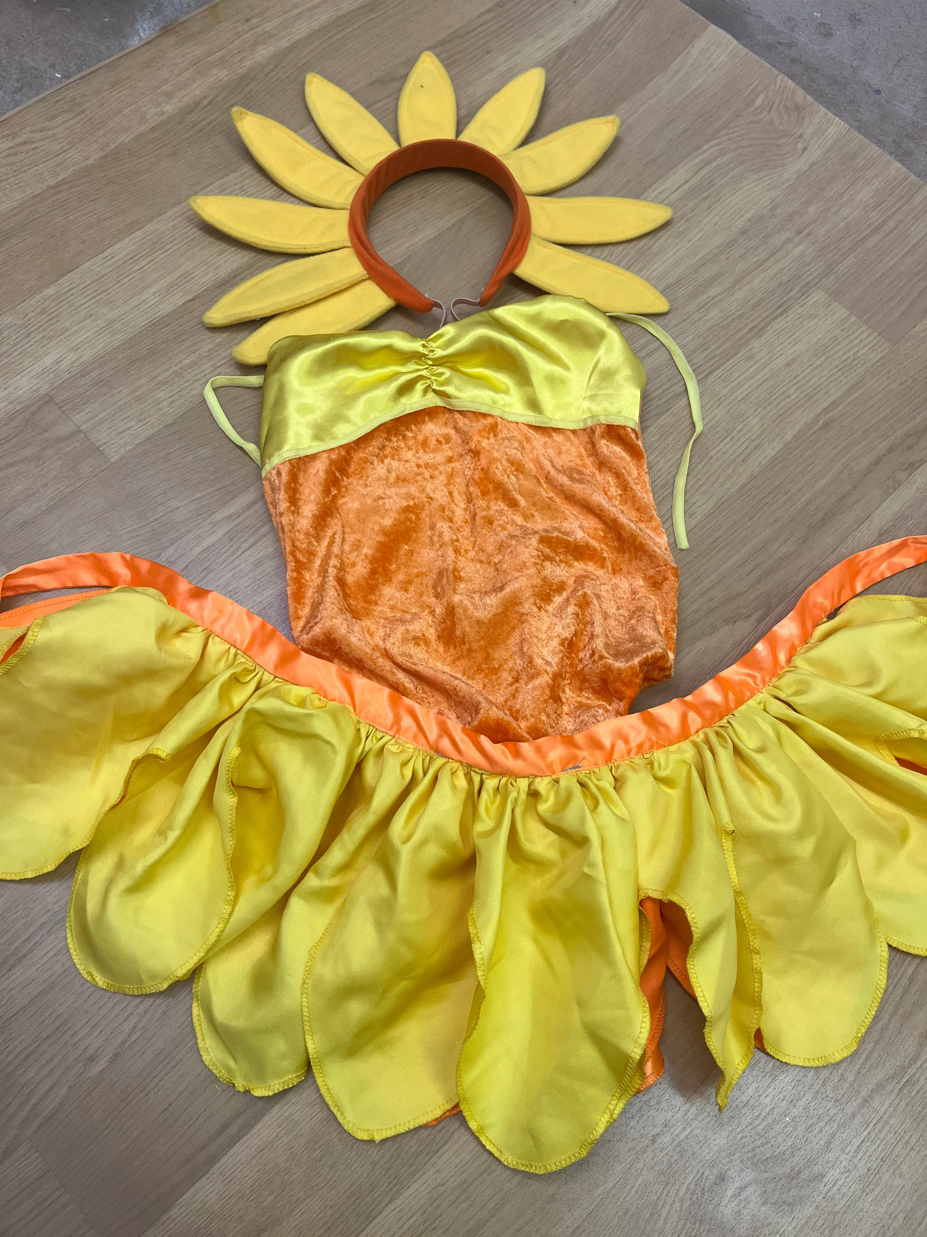 Two piece- Orange and yellow leotard and skirt