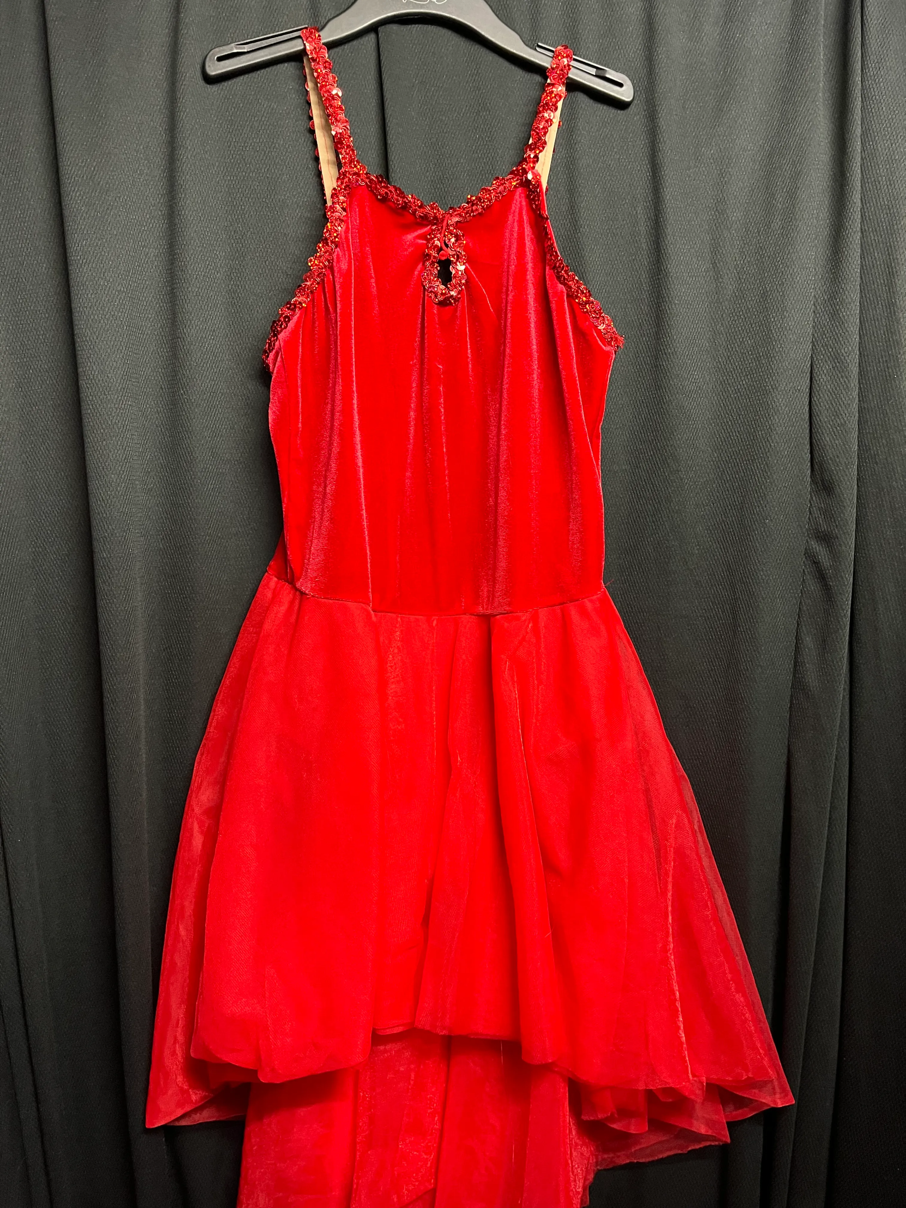 Lyrical dress- Red with sequin outline
