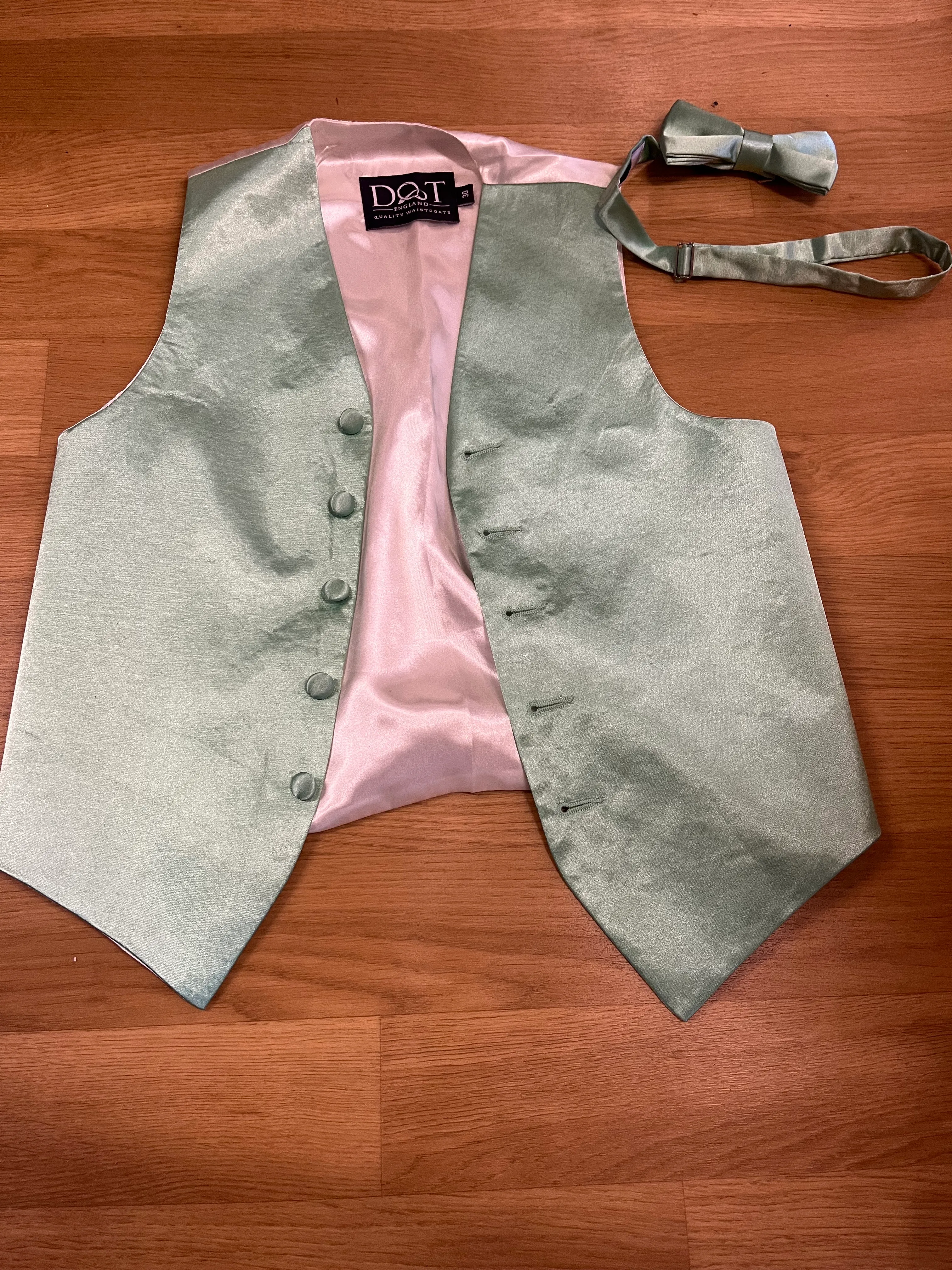 Waistcoat- Green + bow tie