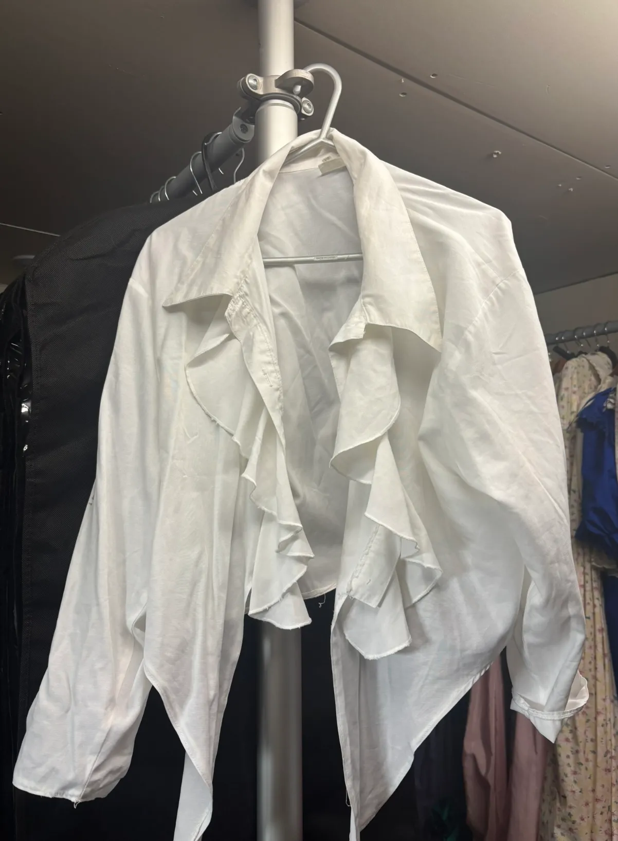 Top- White frill long sleeve shirt