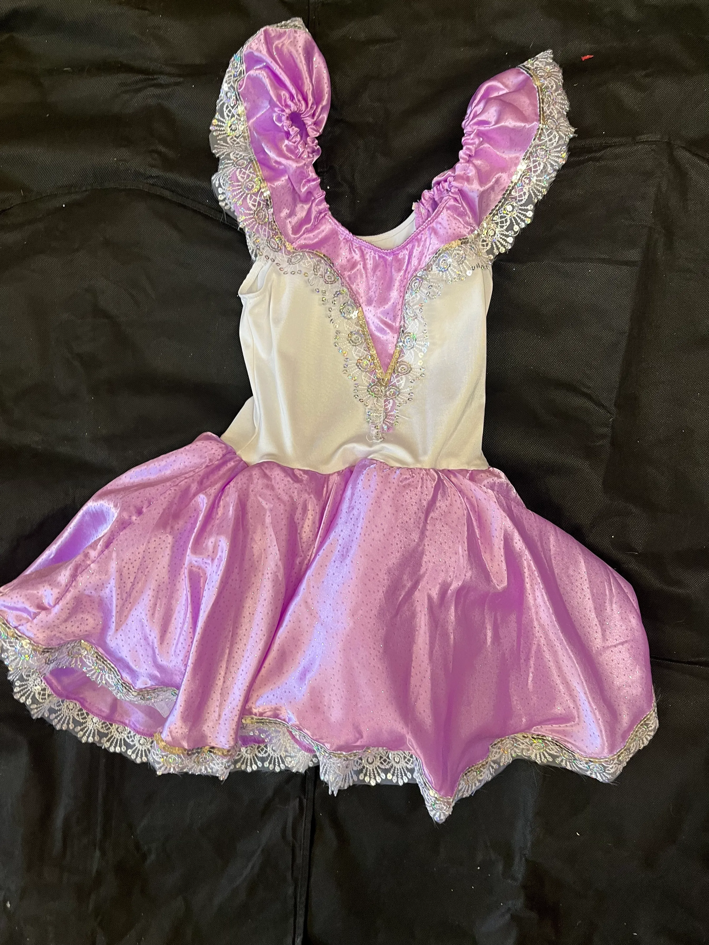 Skirted leotard- purple, white and silver design