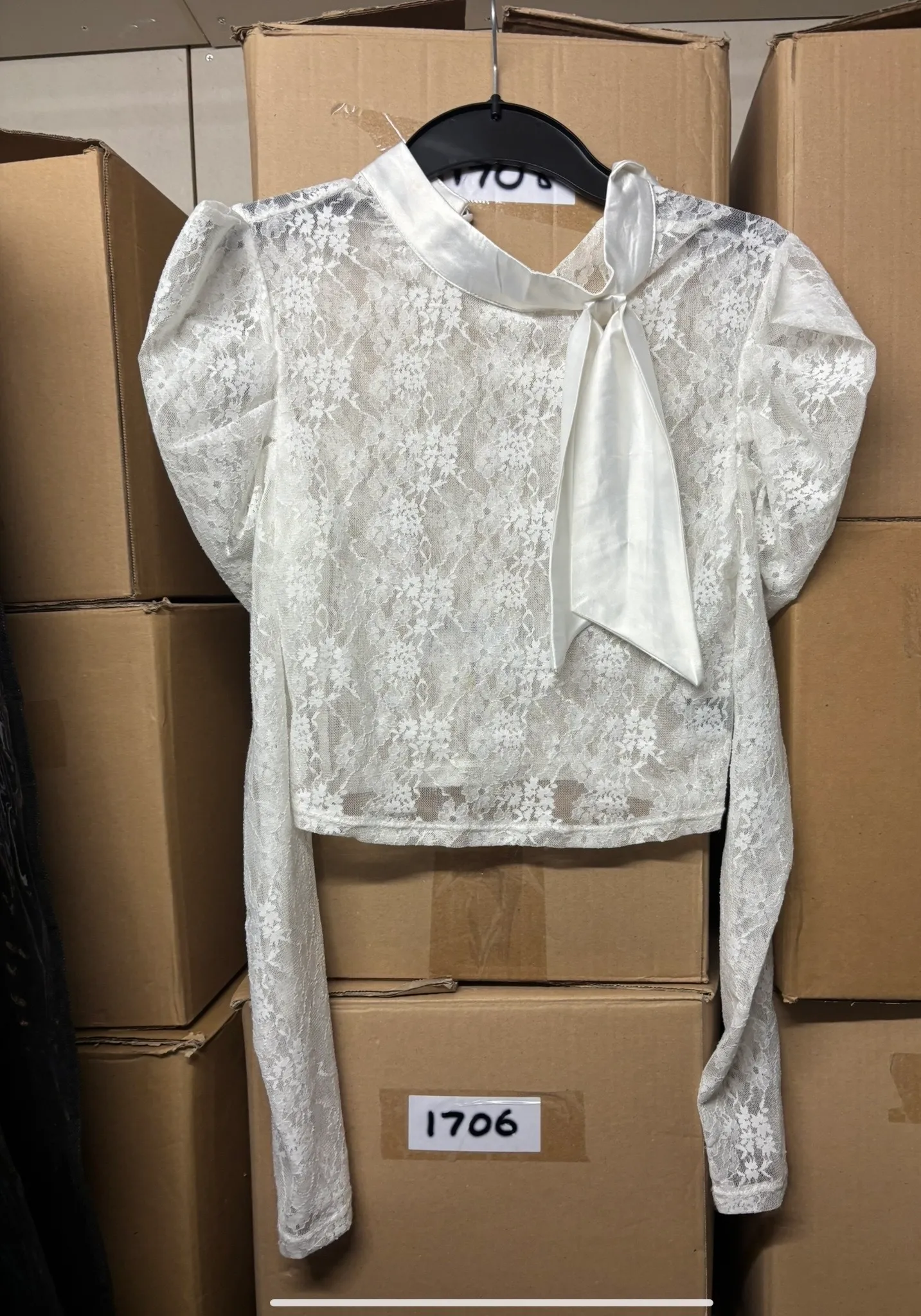 Top- White lace with design