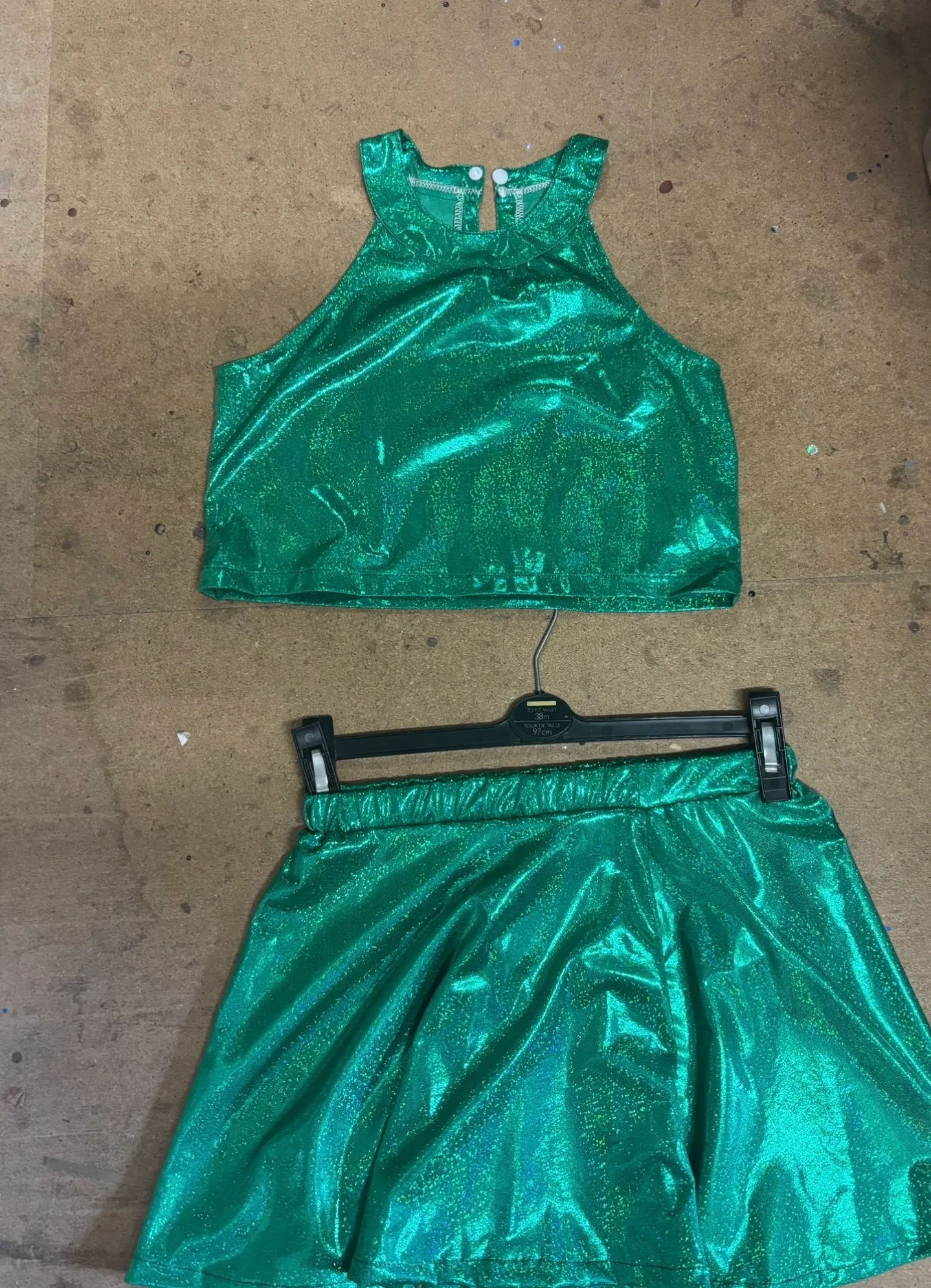 Two Piece- Green sparkly Skirt and top