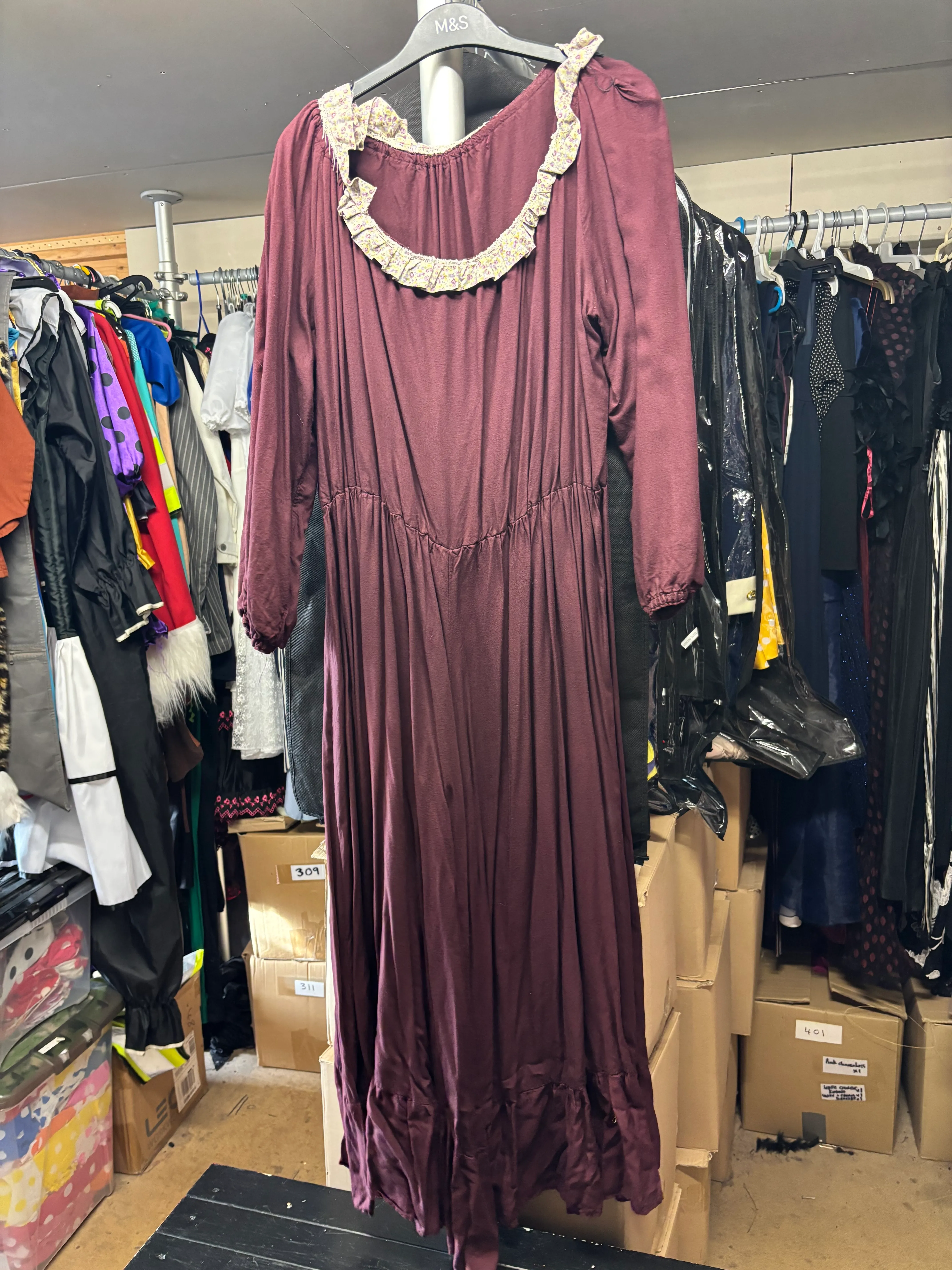 Dress- Burgundy and Cream