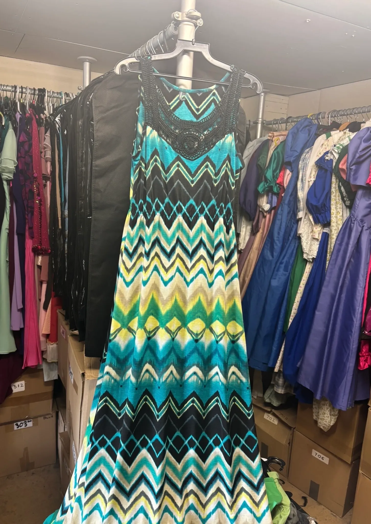 Dress- Green patterned design long length