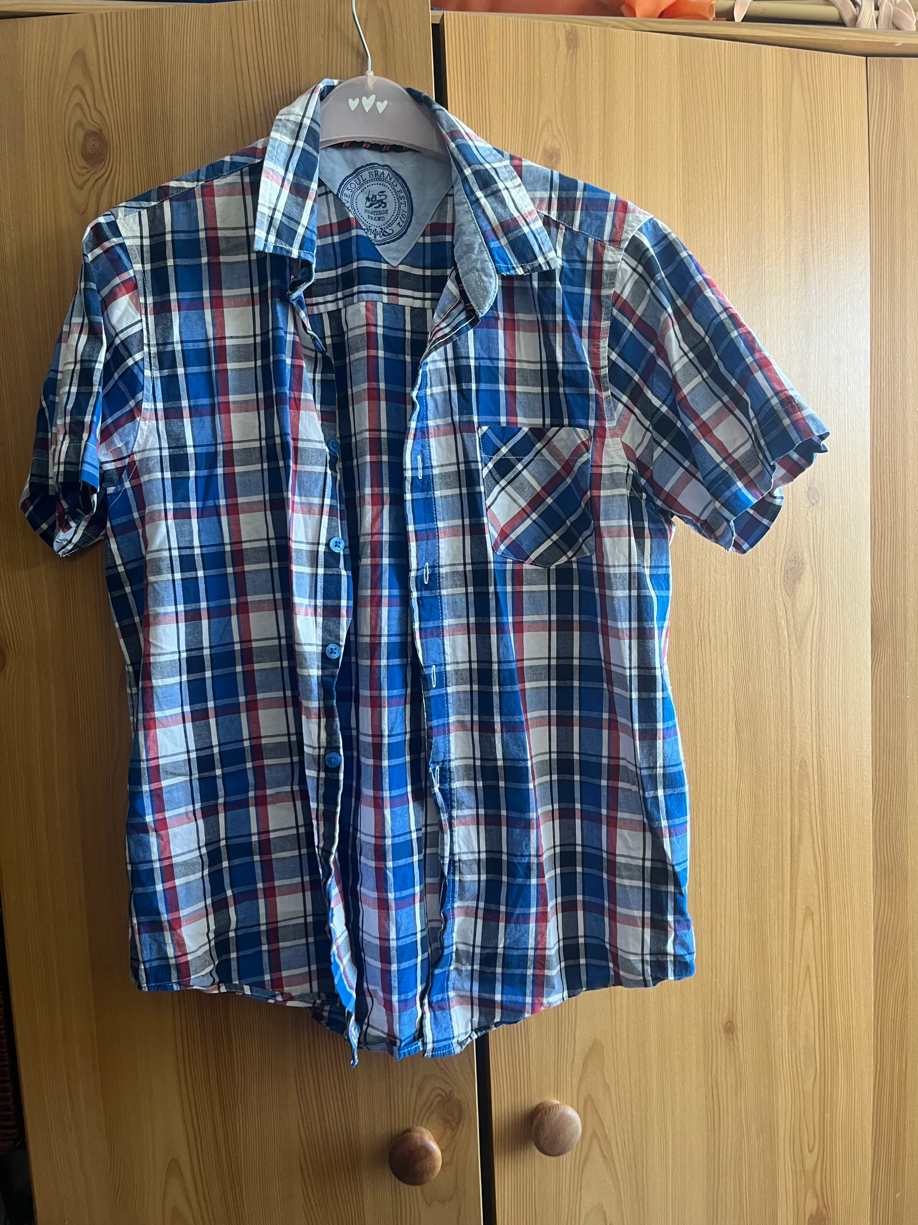 Shirt- Blue and Red Short Sleeve