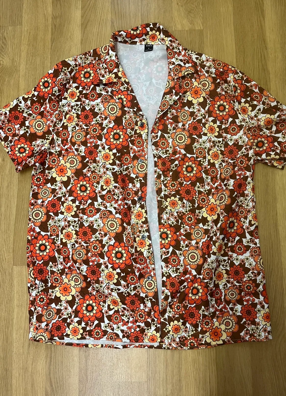 Shirt- 70’s Orange and brown floral