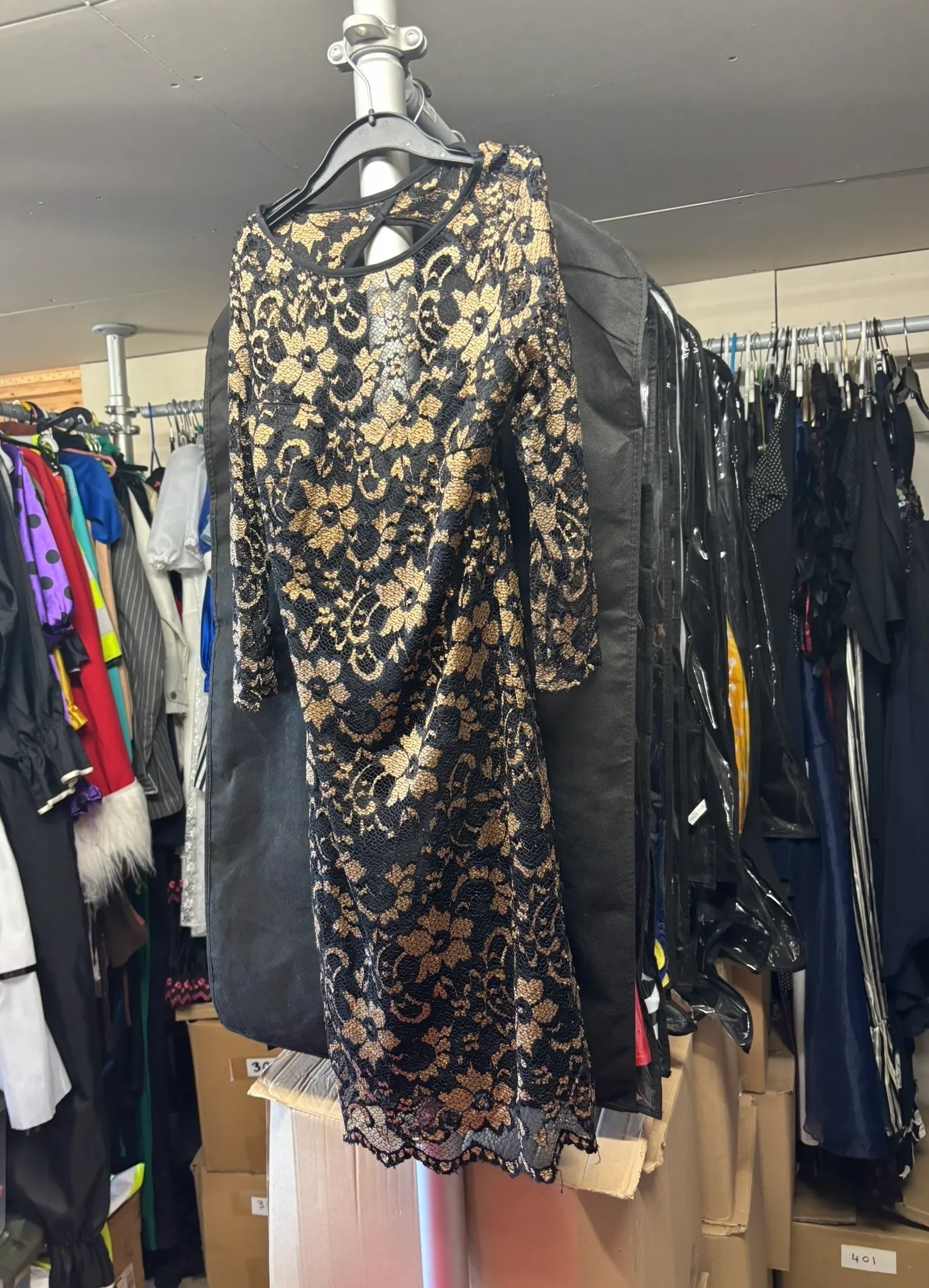 Dress- Black and gold floral design