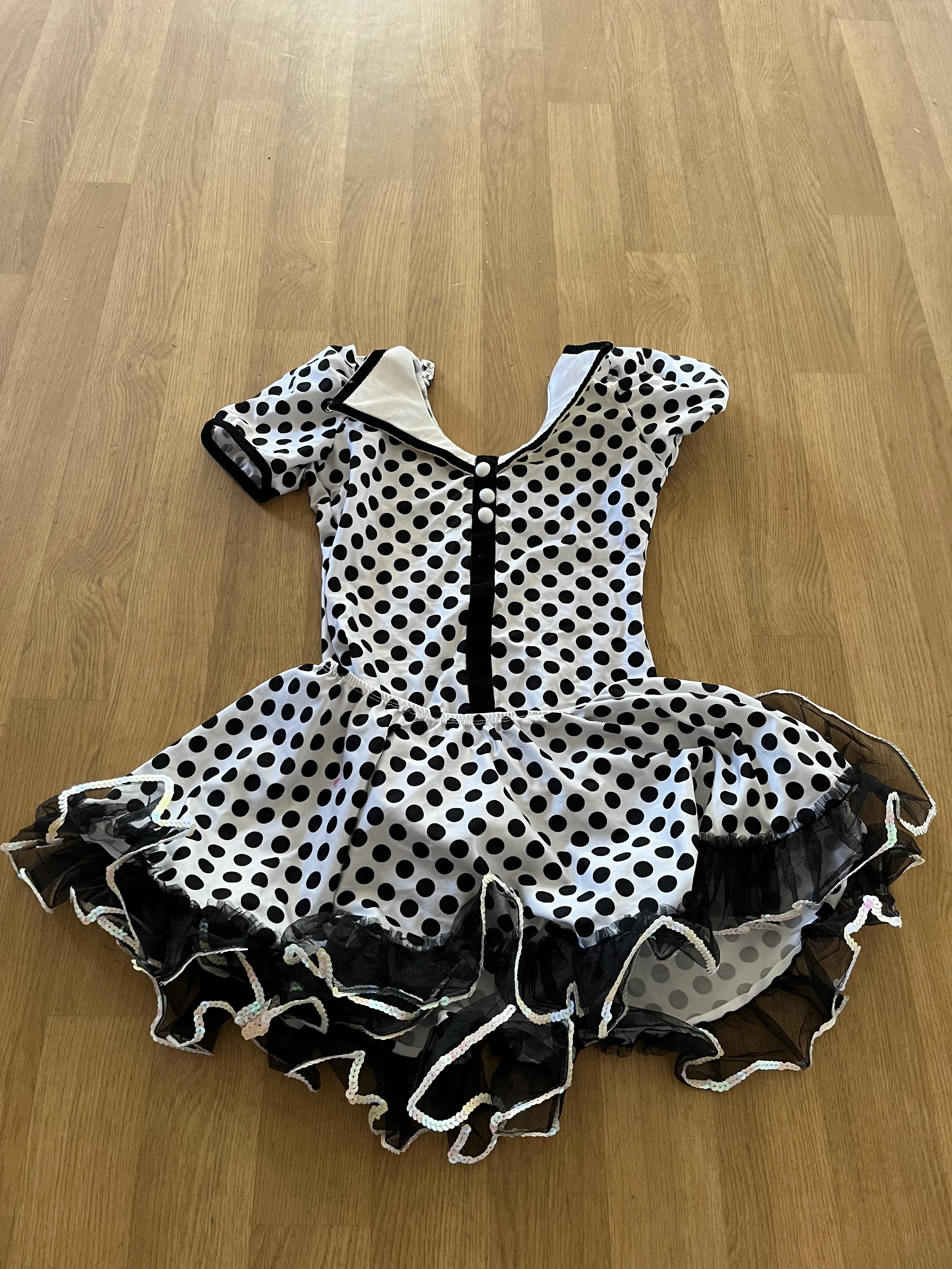Leotard and skirt- Black and white polka dot
