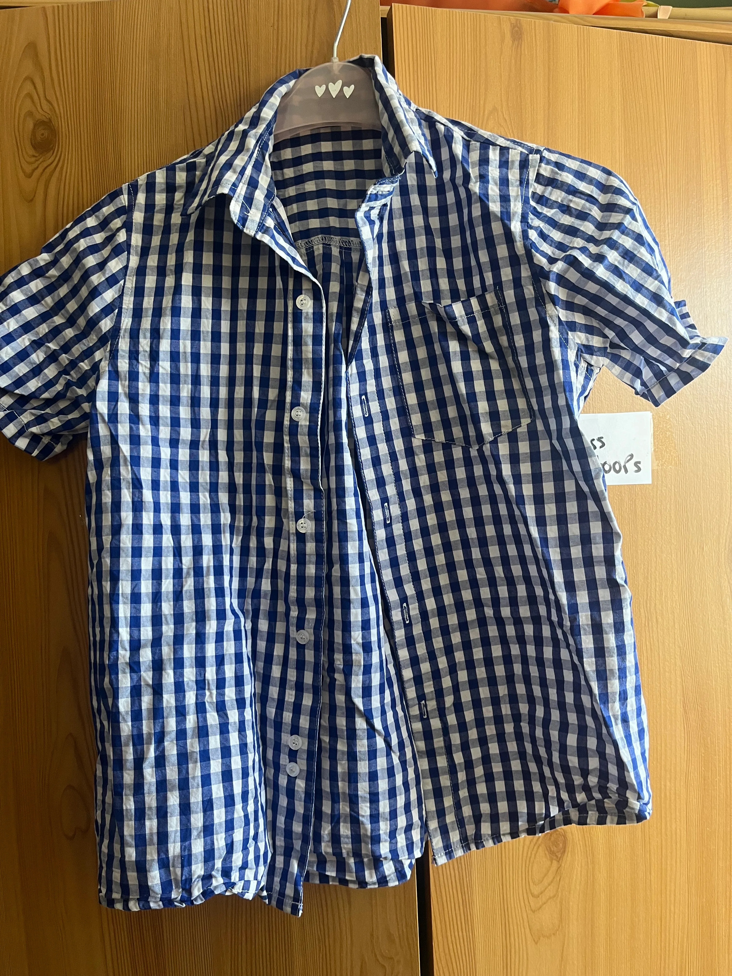 Shirt- dark blue check short sleeve