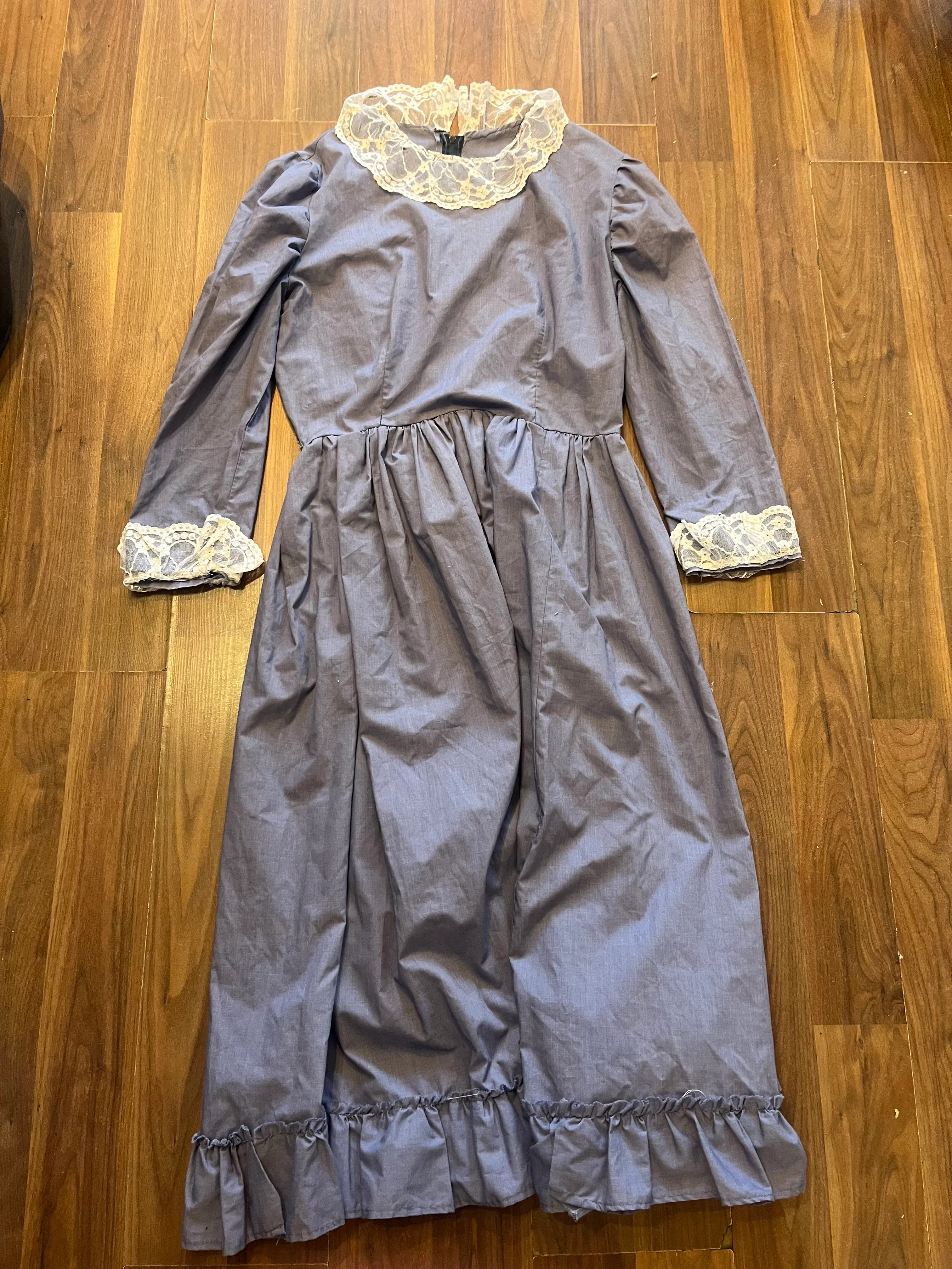 Dress- Grey with white lace