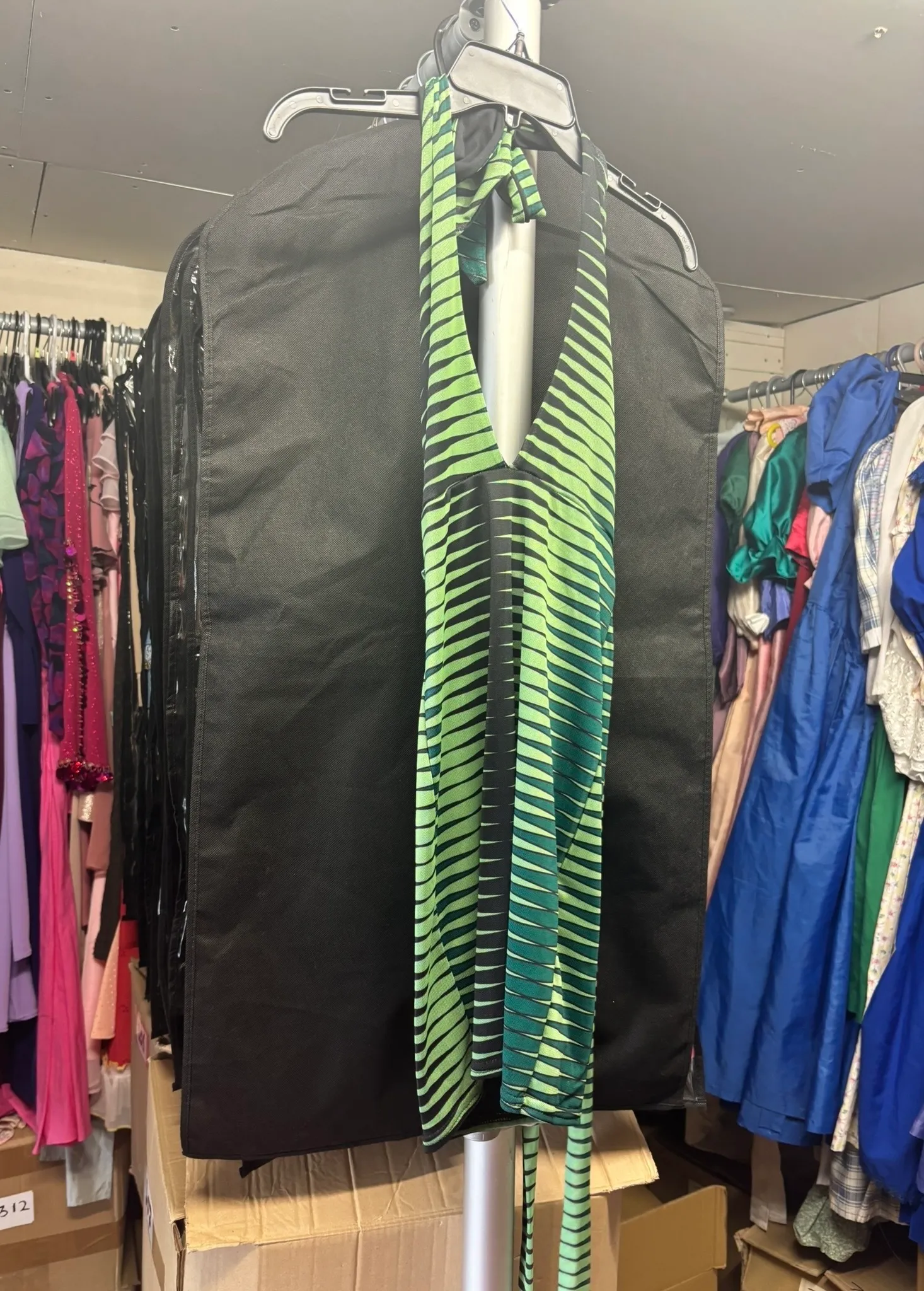 Dress- Green patterned halter neck