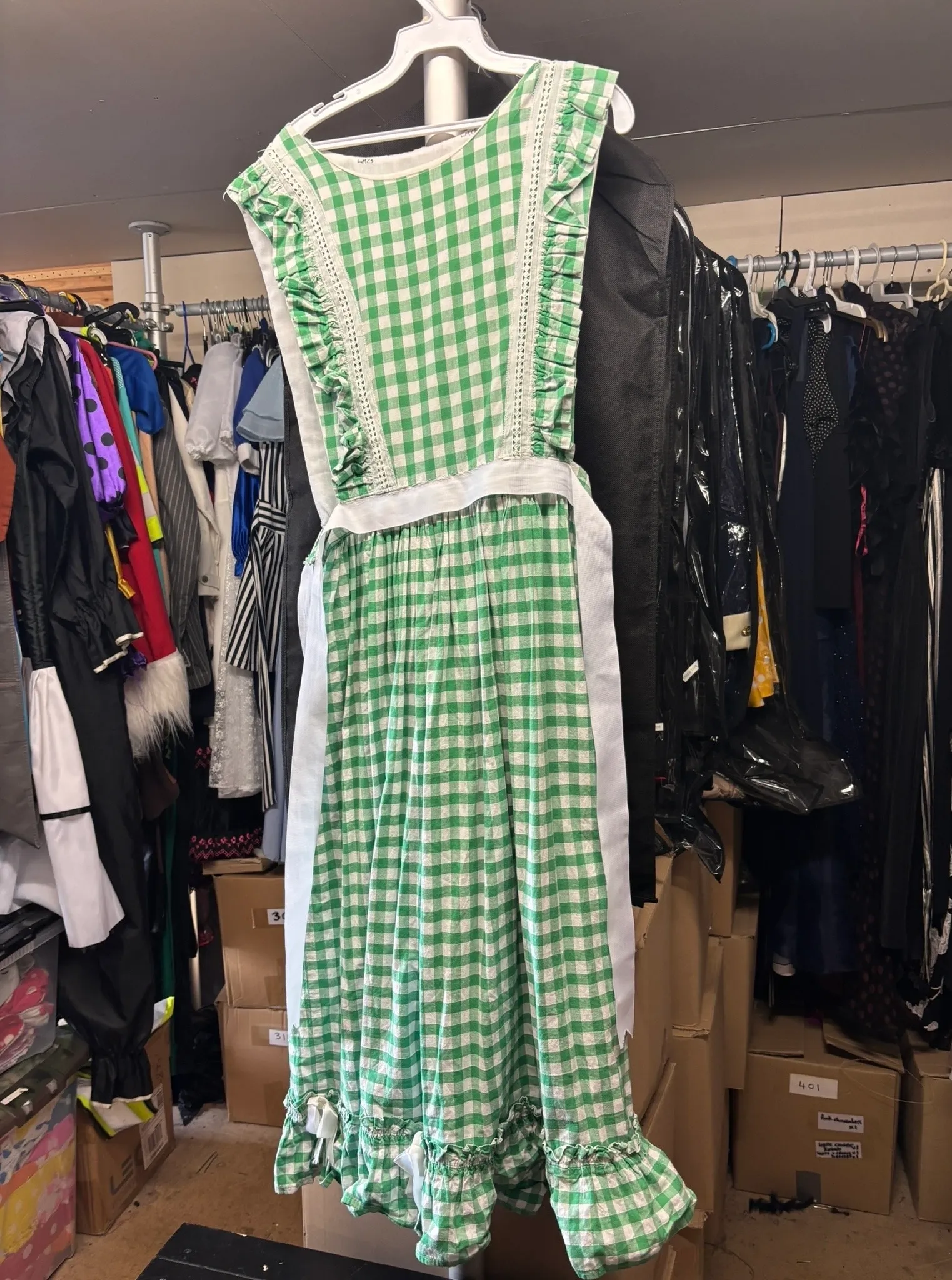 Dress- White and green check