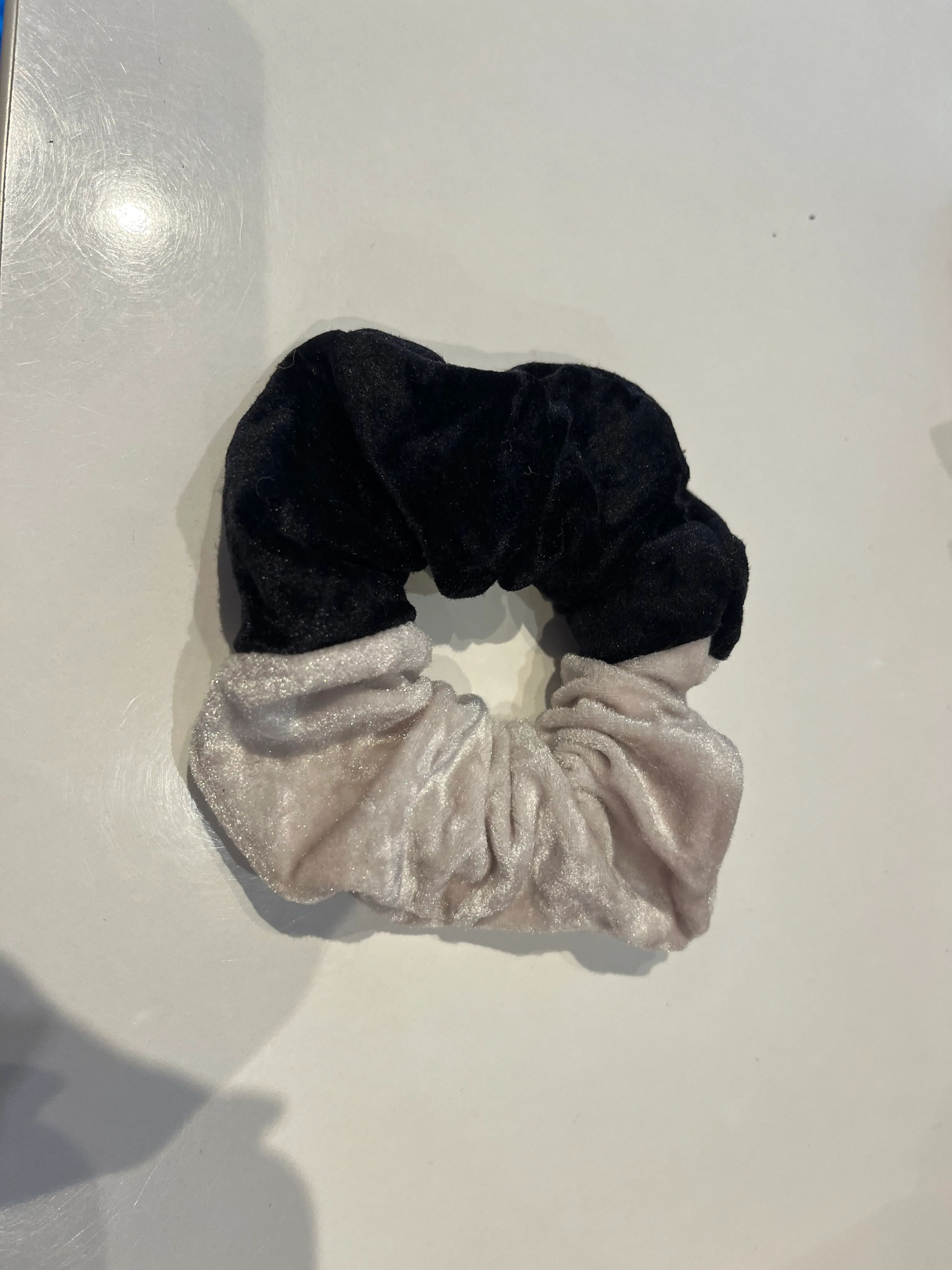 Scrunchie- Black and White Velour