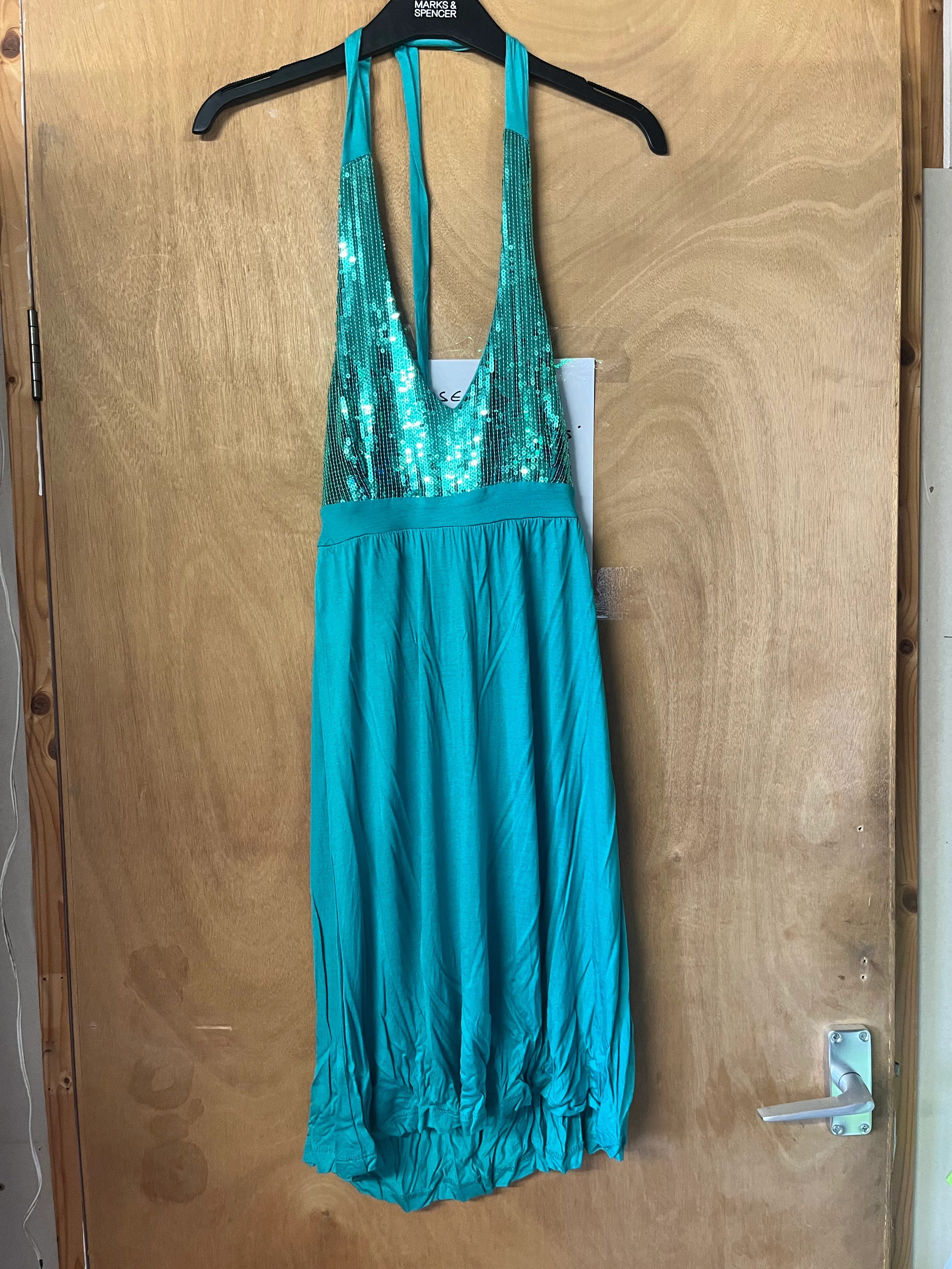 Dress- Turquoise sequin halterneck