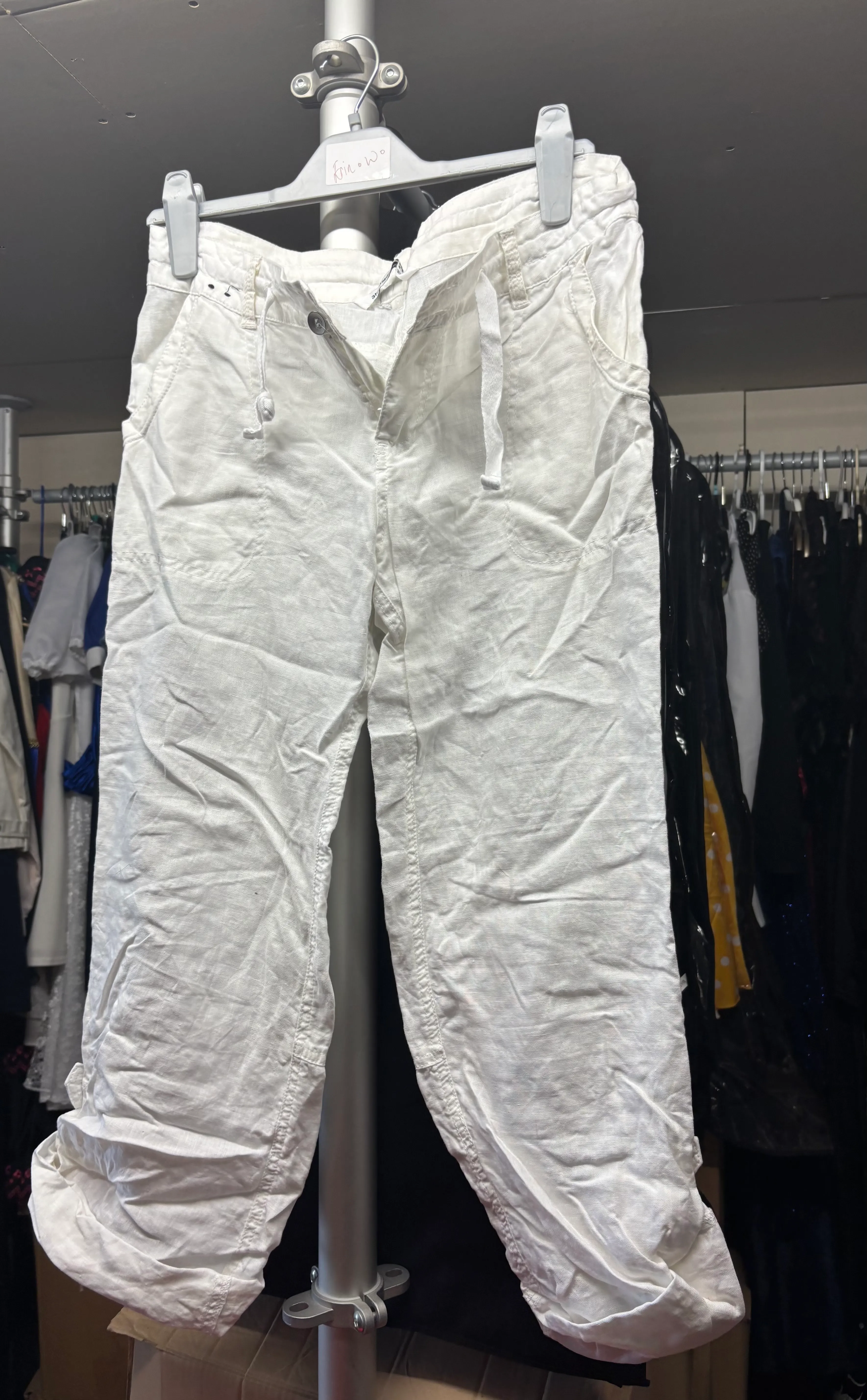 Trousers- White with button and drawstring