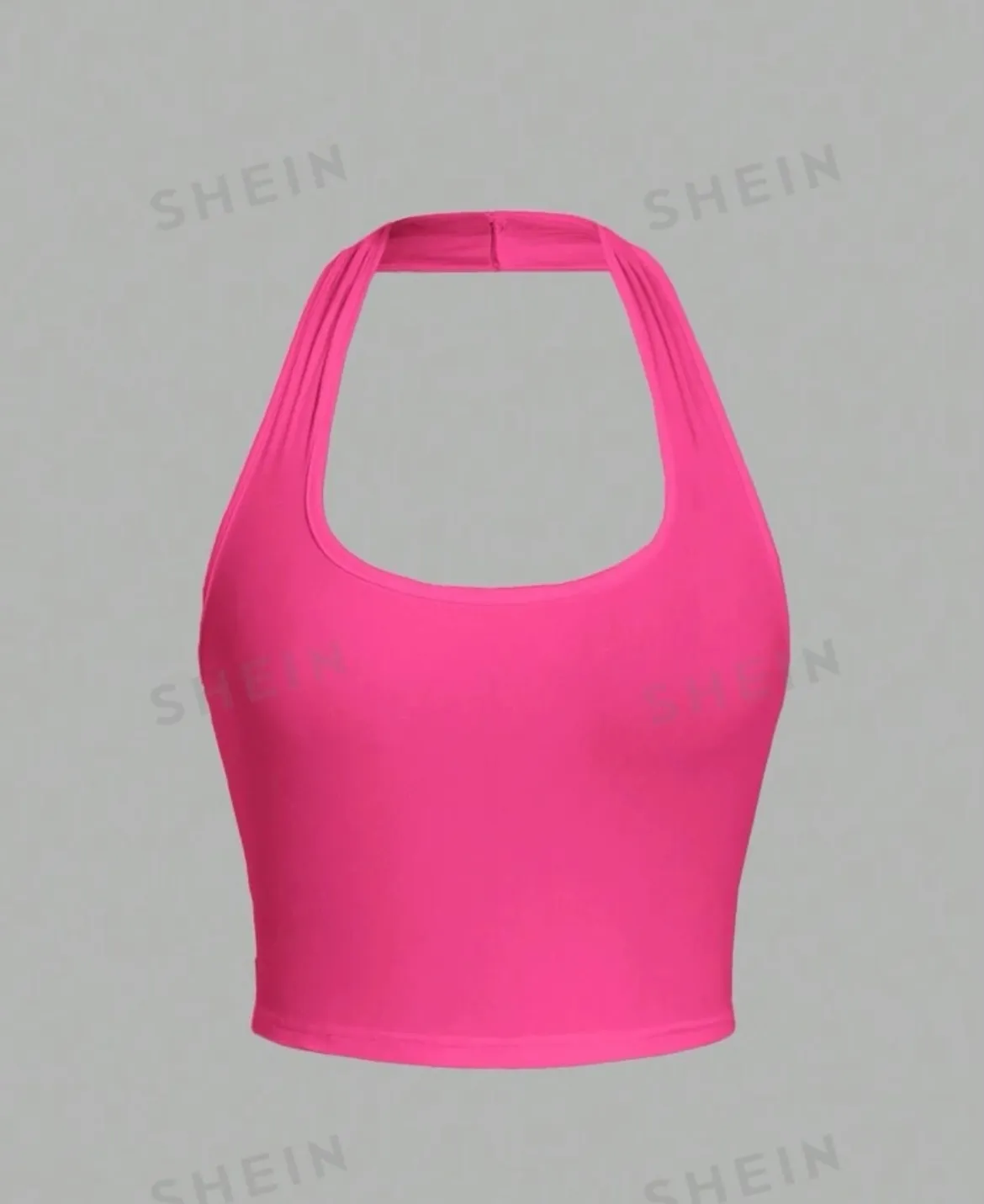 Top- Pink Halter Neck Crop Top