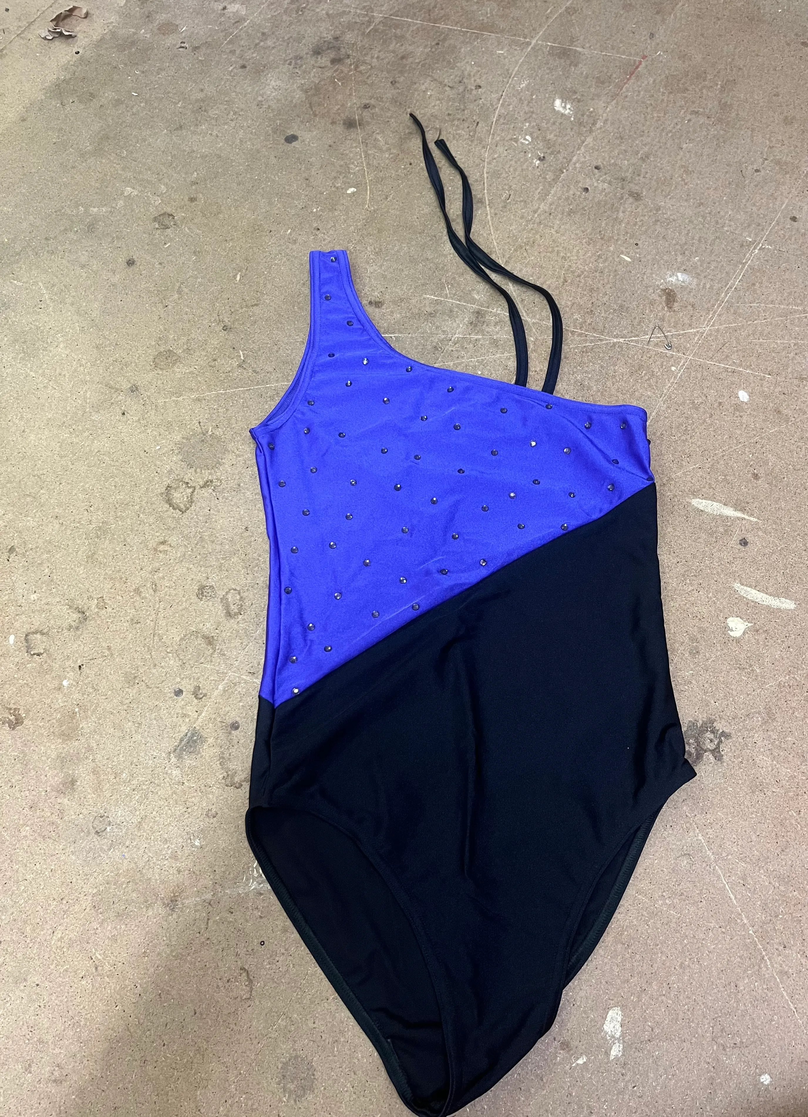 Leotard- Purple and Black sparkle tie neck