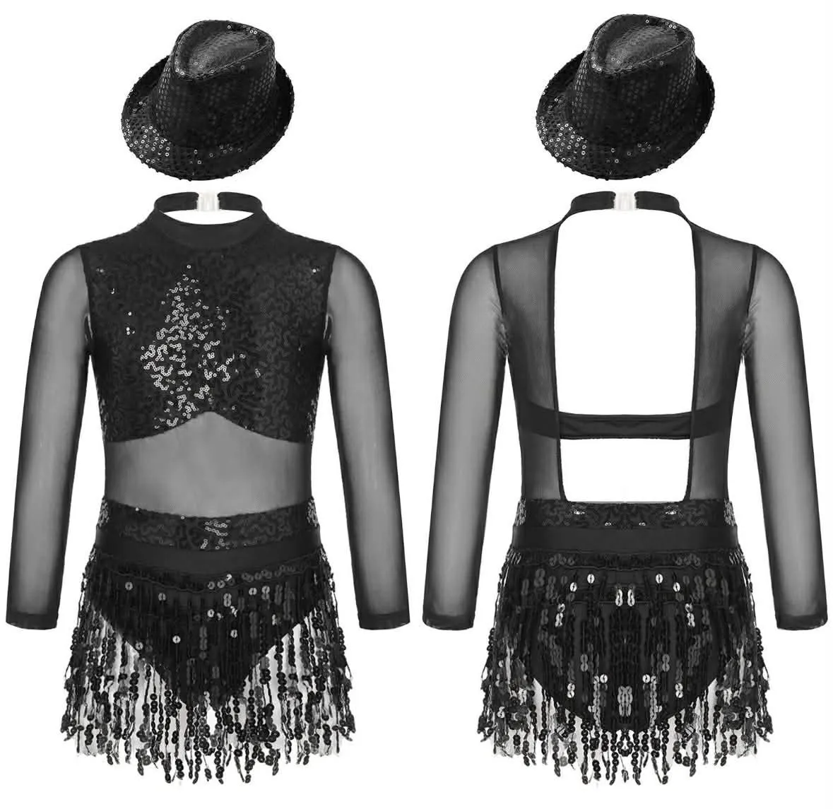 Leotard- Black fringe leotard