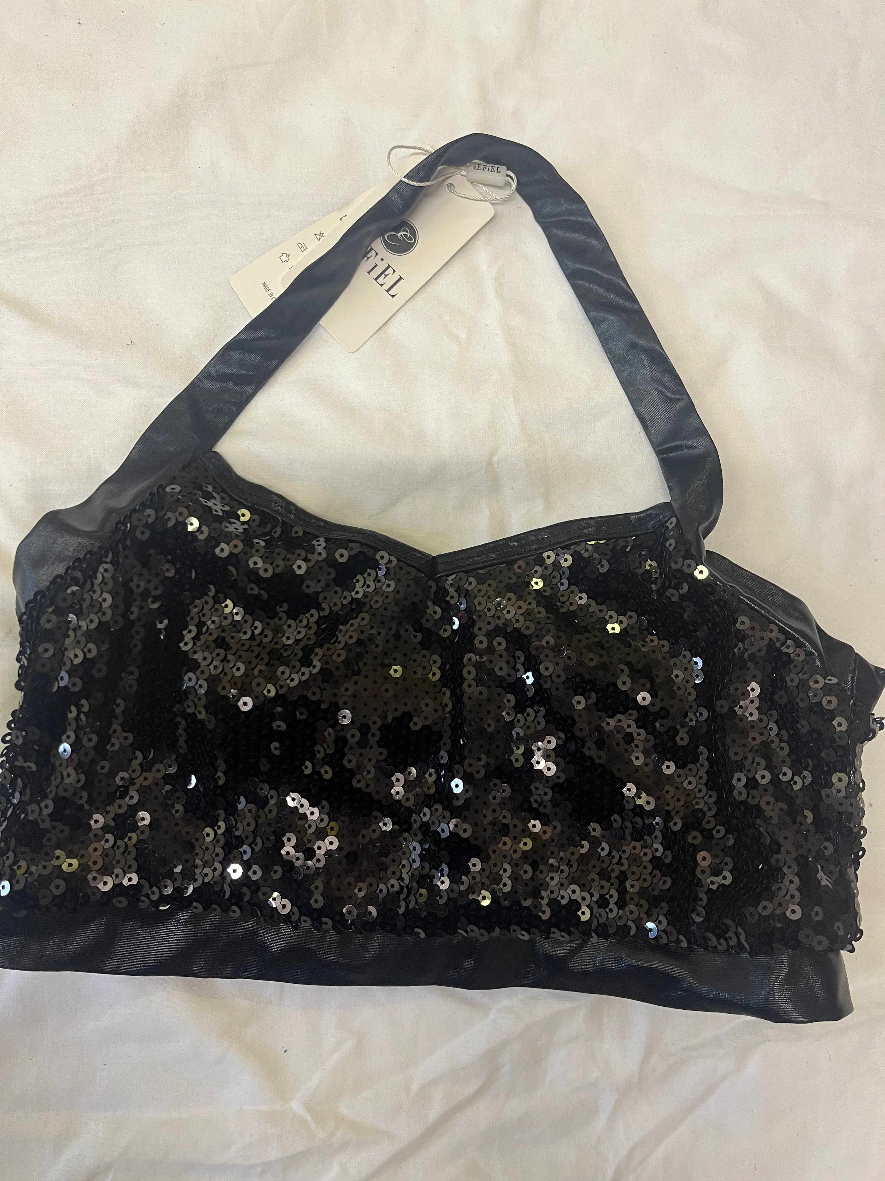 Top- Black sequin halter-neck