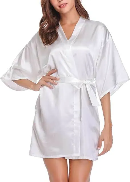 Pyjamas- White/Cream satin dressing gown