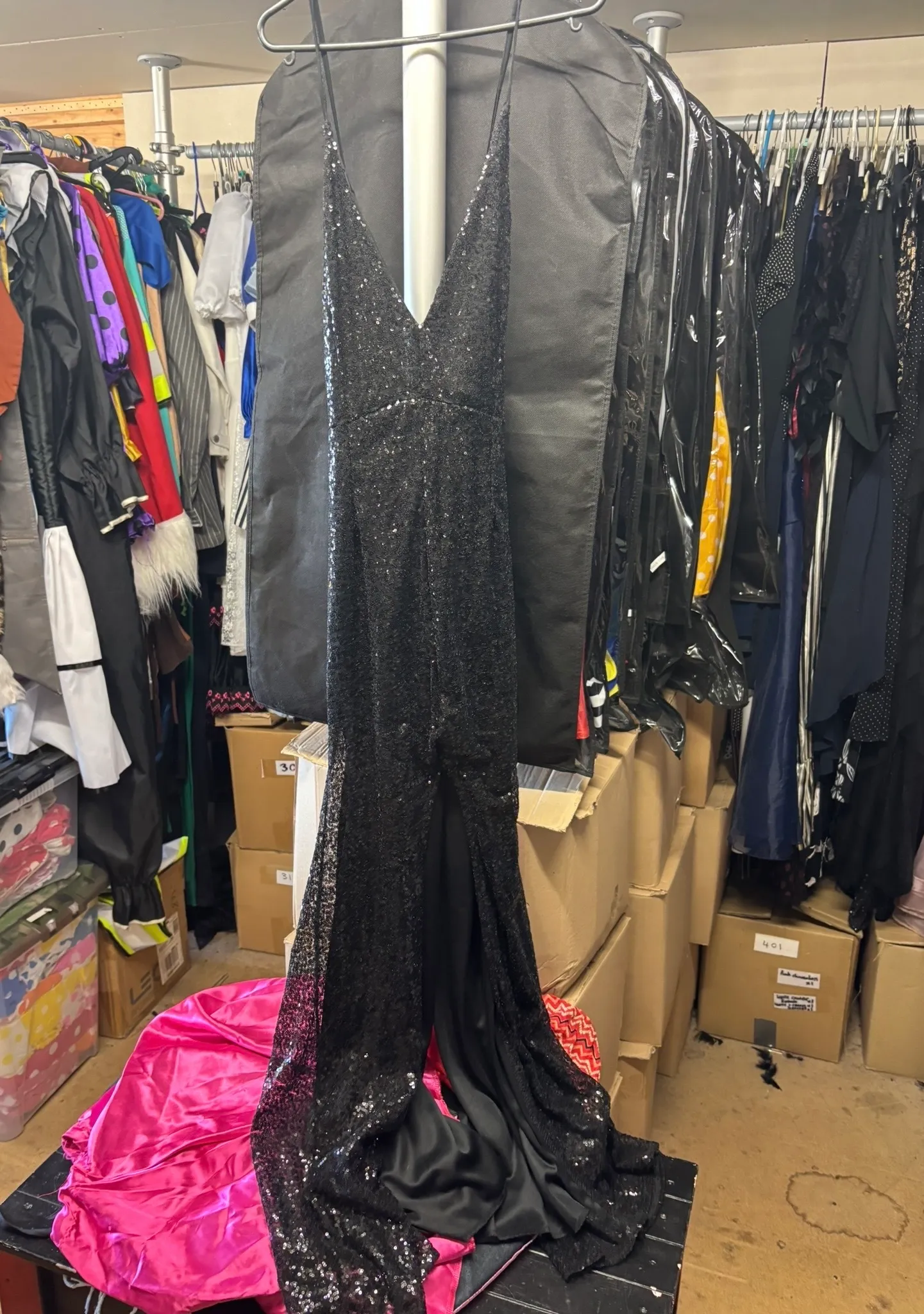 Dress- long black sequin 