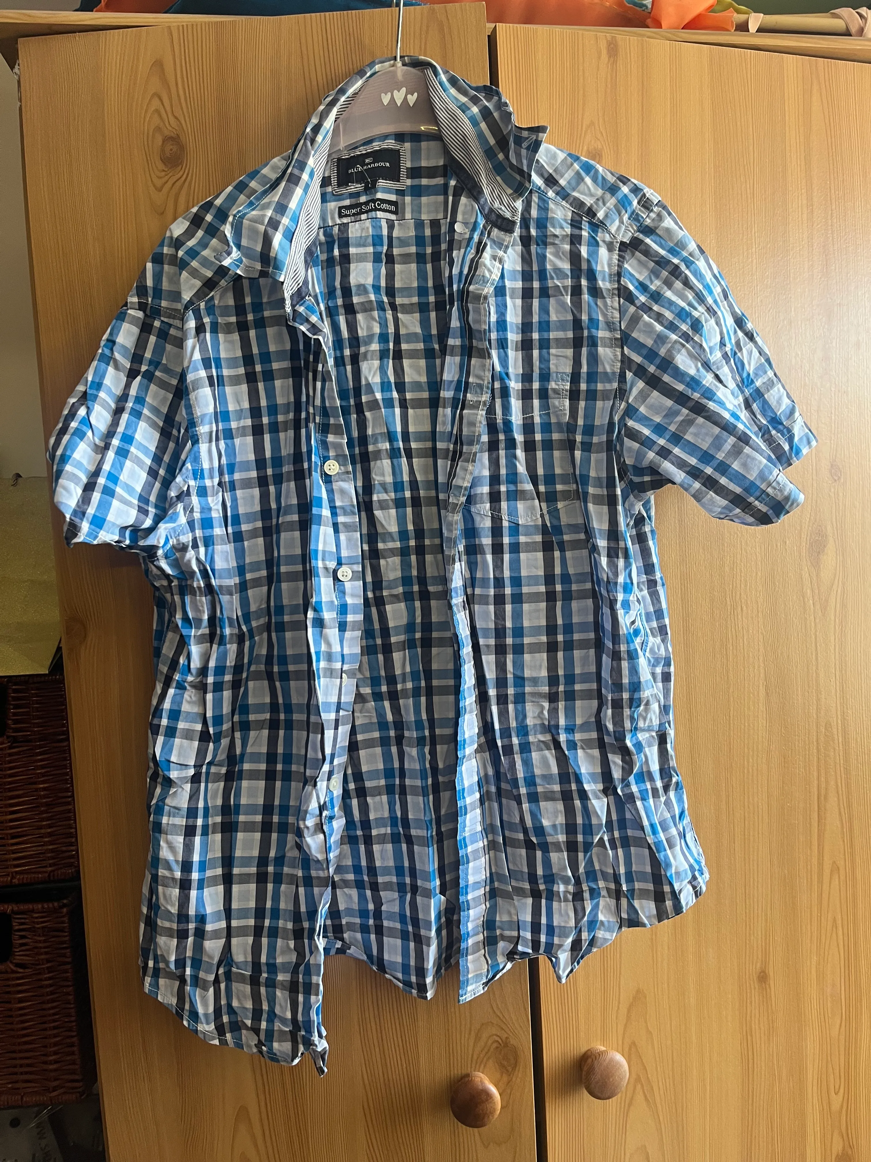 Shirt- Blue check short sleeve