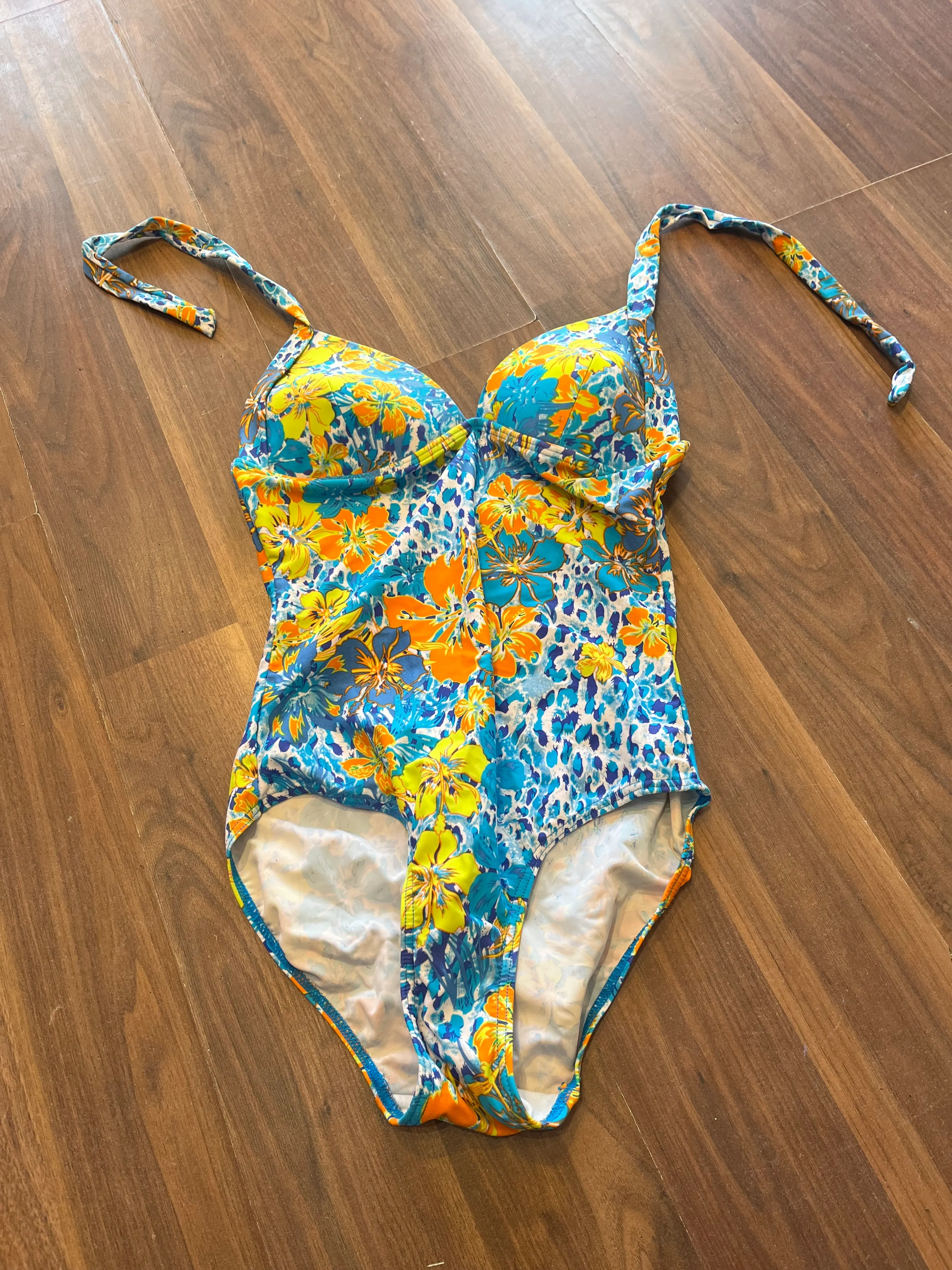 Swimming Costume- Blue and yellow floral