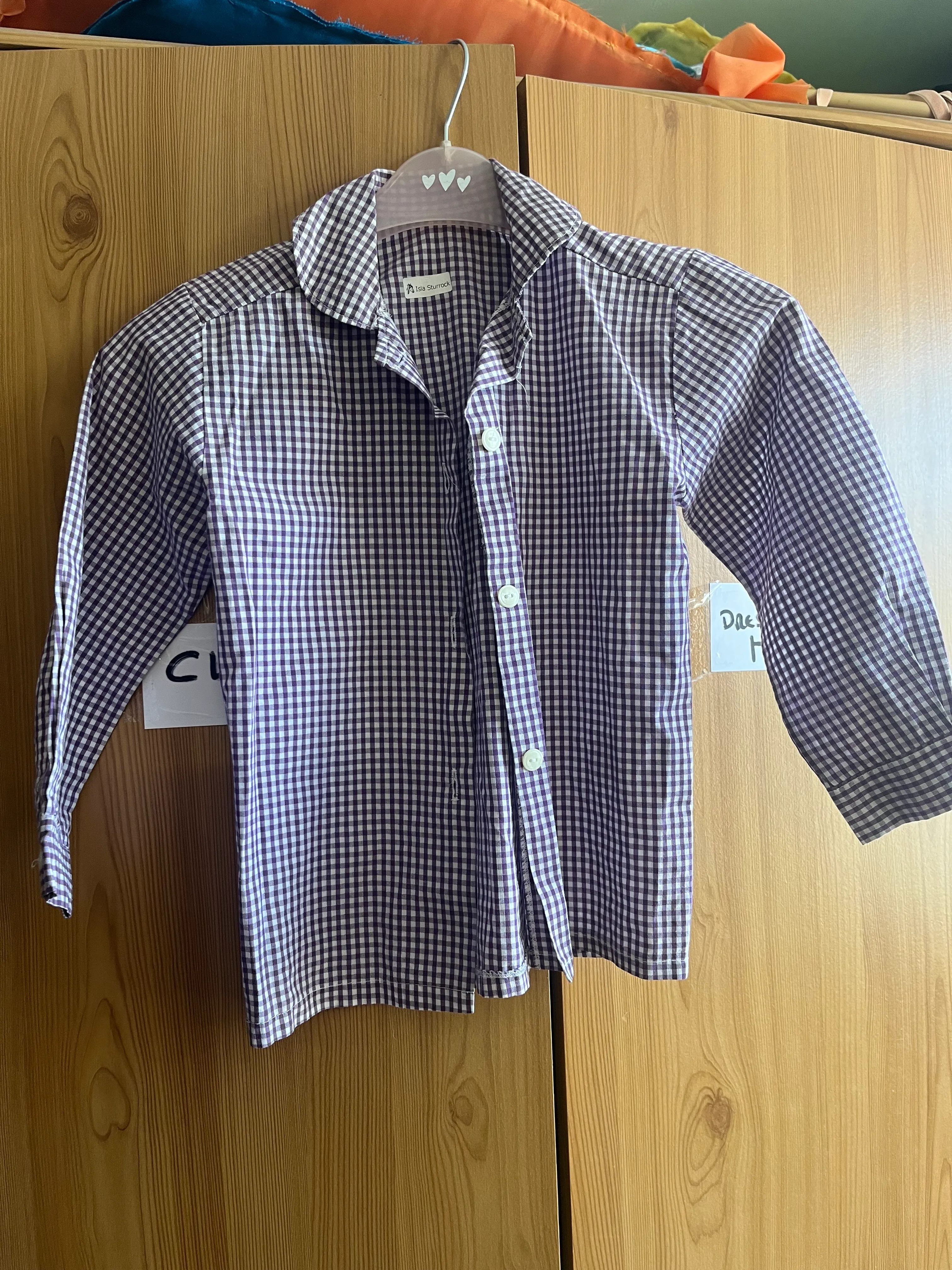 Shirt- purple checked long sleeve kids