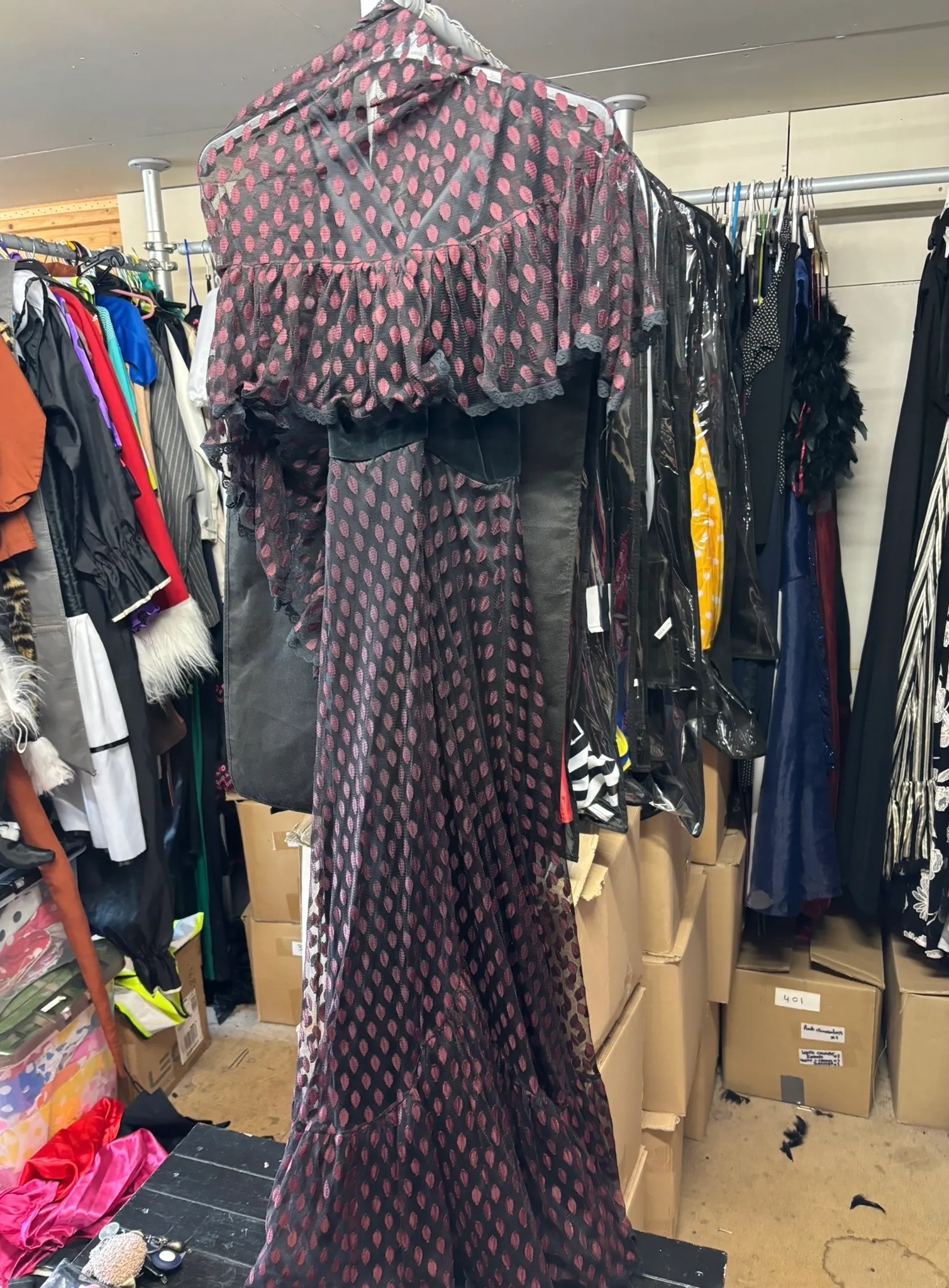 Dress- Black and Burgundy dot design