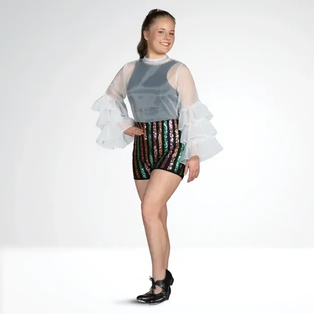 Unitard - Organza Ruffled Sleeve 