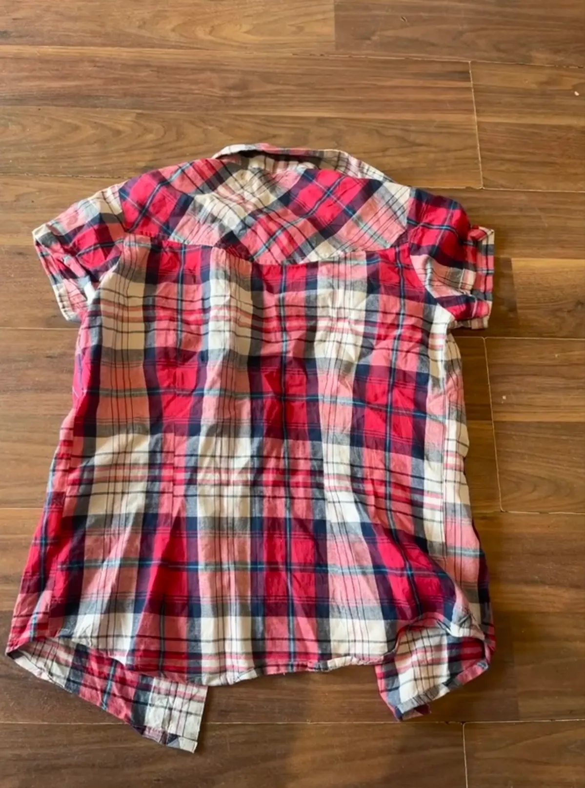 Shirt- Burgundy check short sleeve
