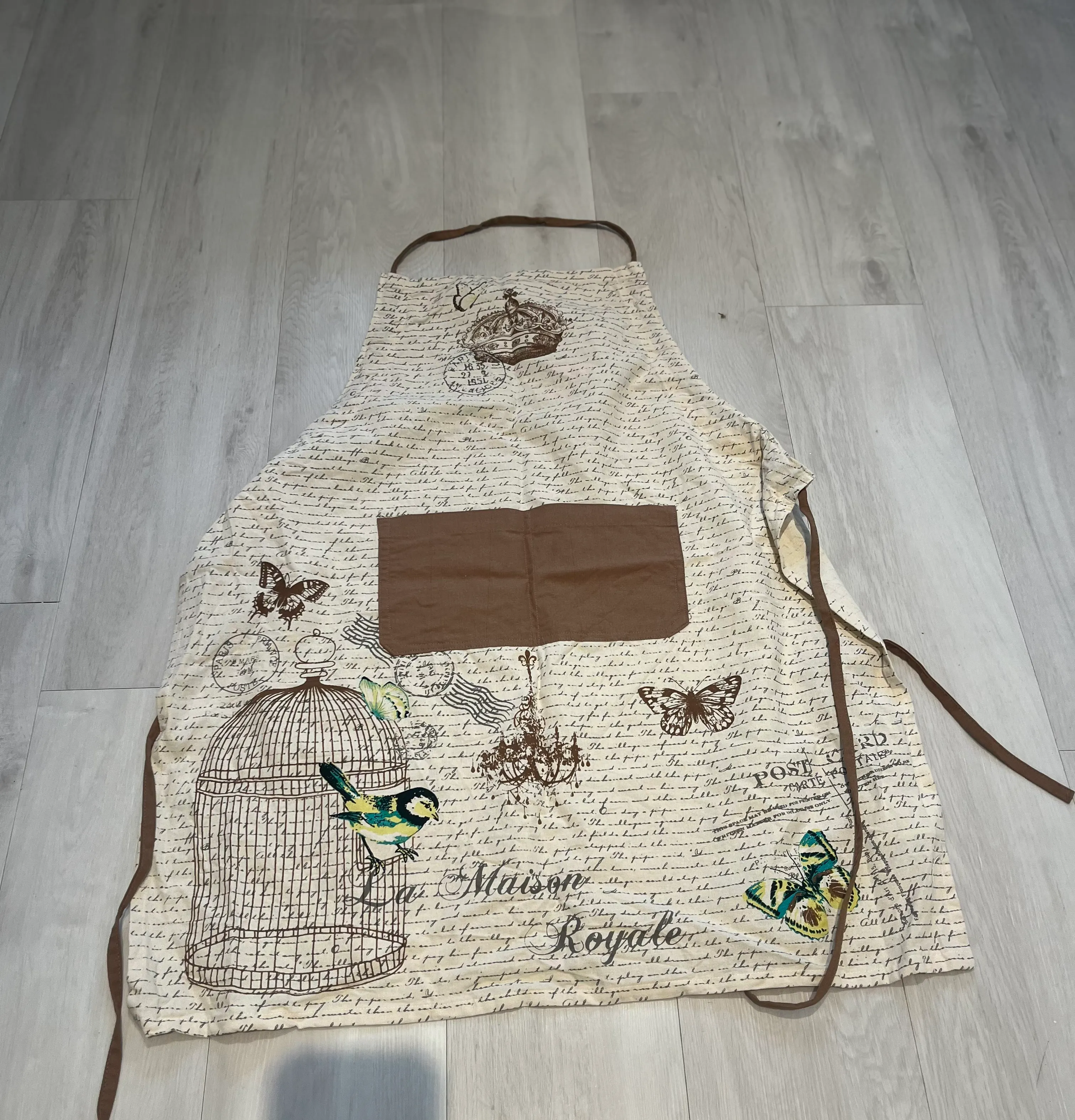 Apron- Brown writing design