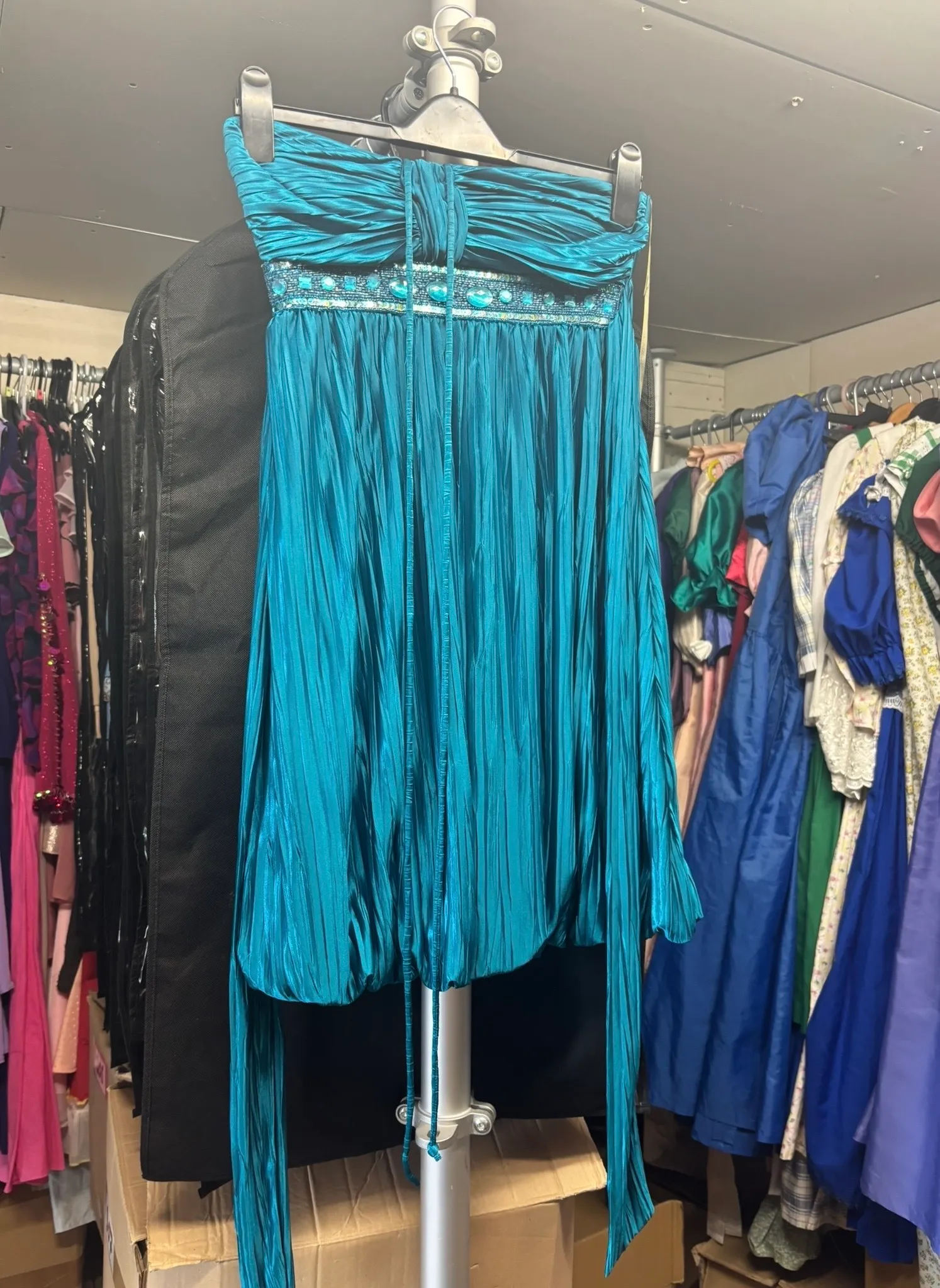 Dress- Dark green/blue bandeau jewels