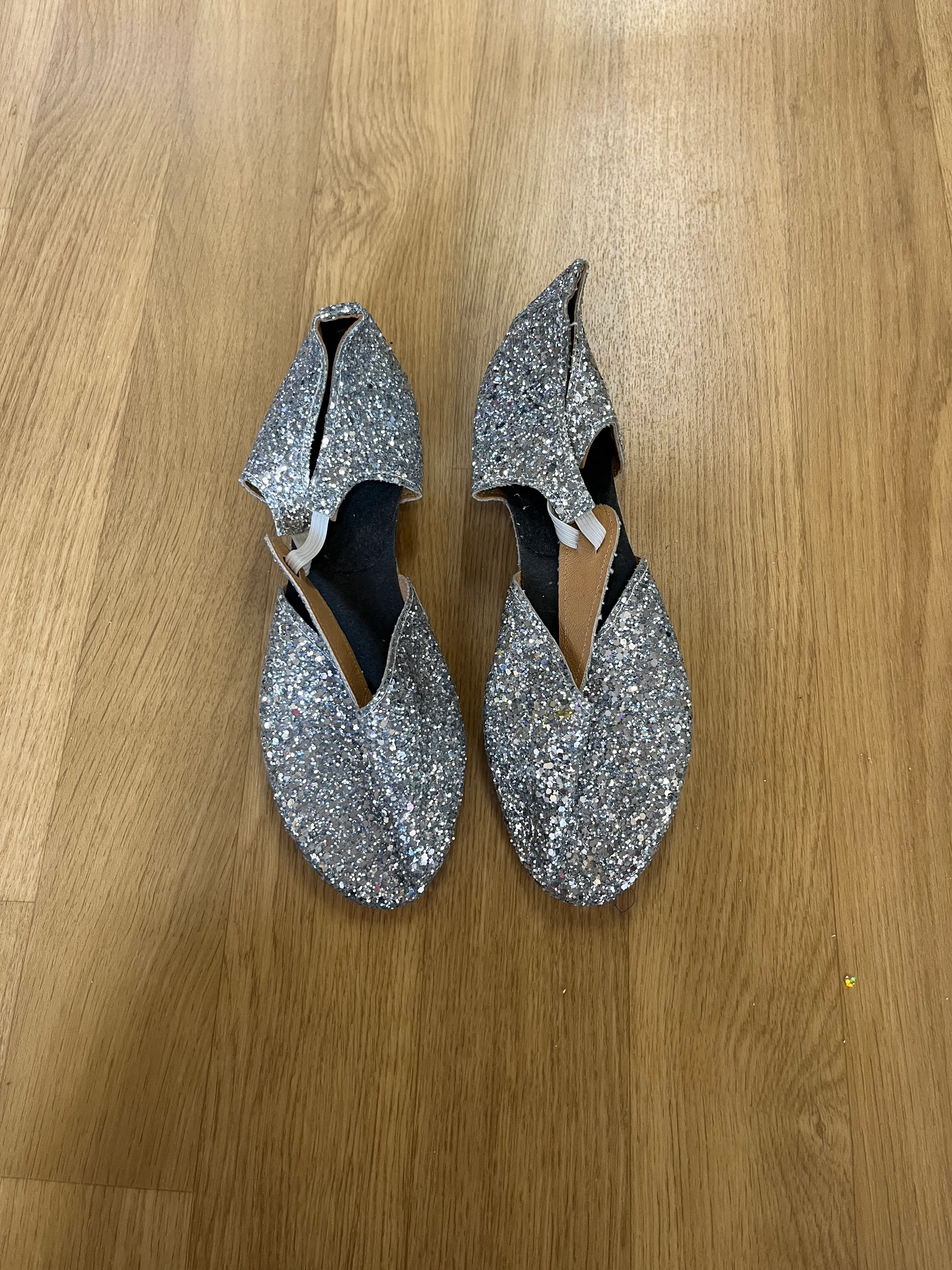 Heeled flats- Silver Sparkly