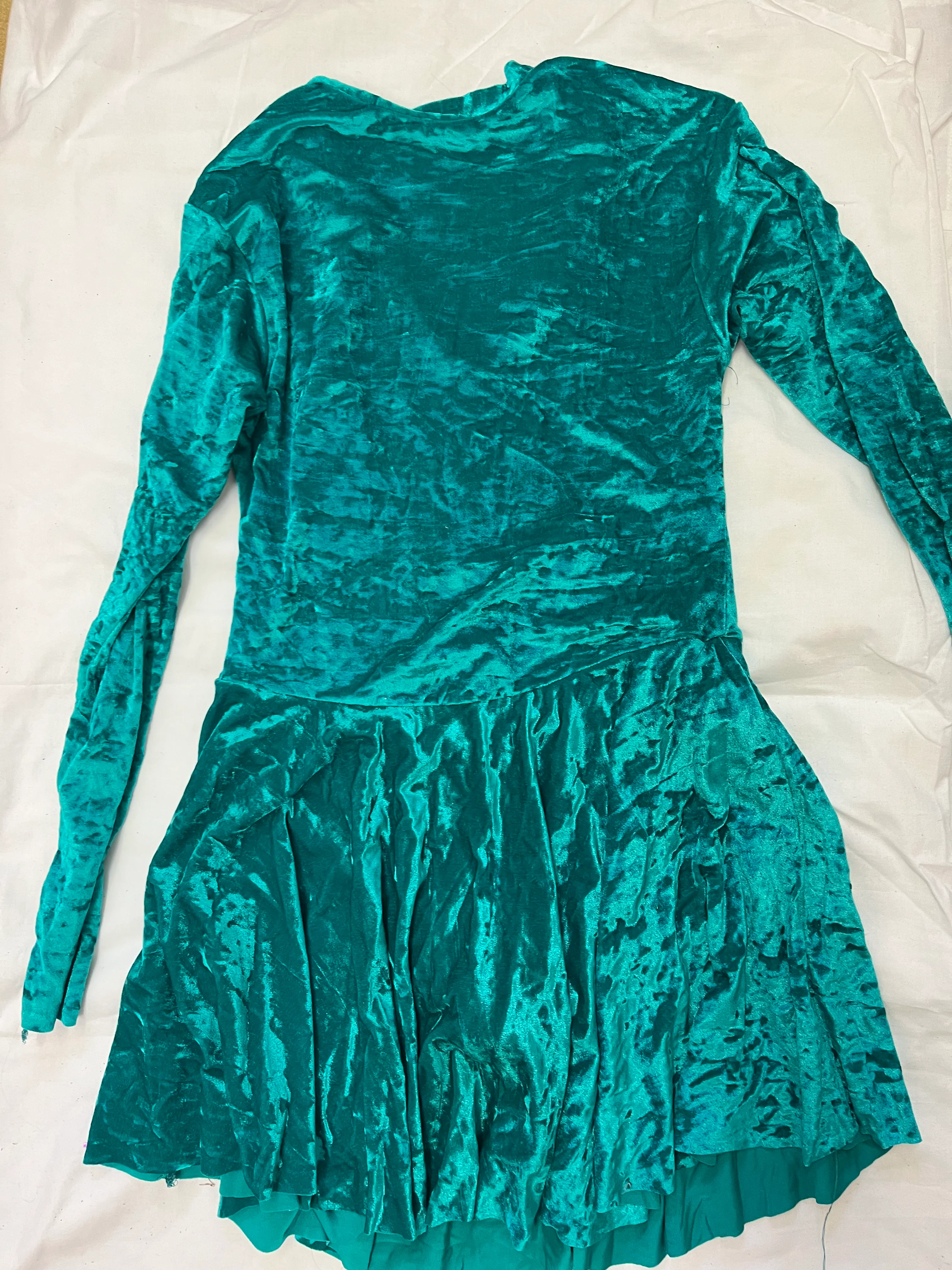 Skirted leotard- Velour green