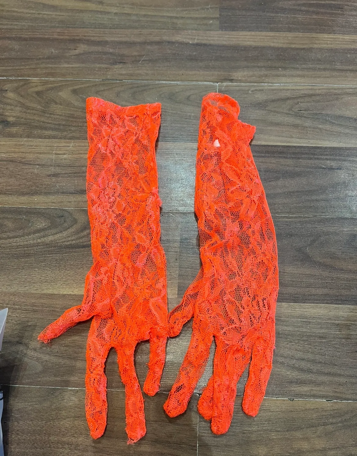 Gloves- Neon orange lace