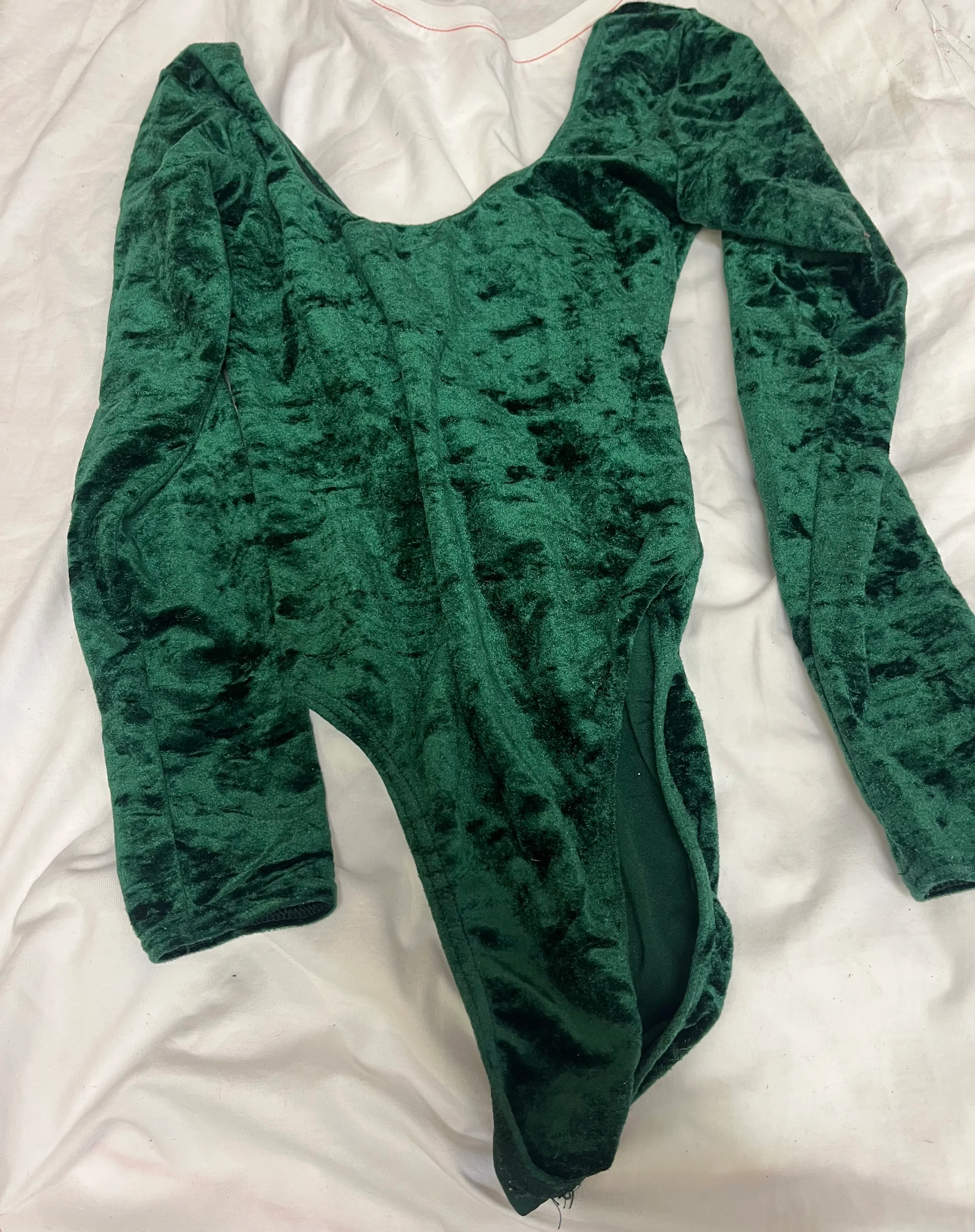 Leotard- Green Velour long sleeve