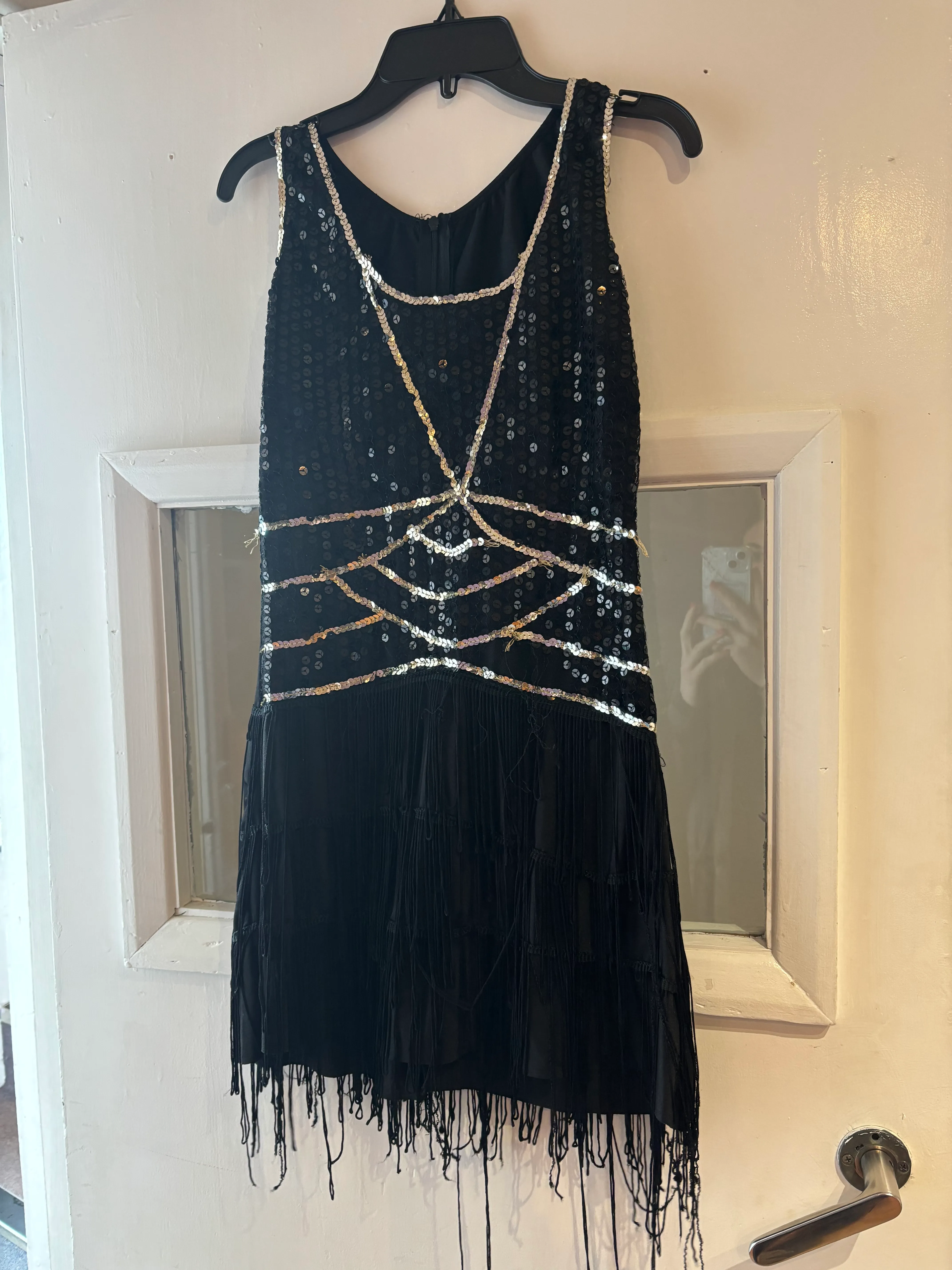 fringe dress- Black and gold sequin