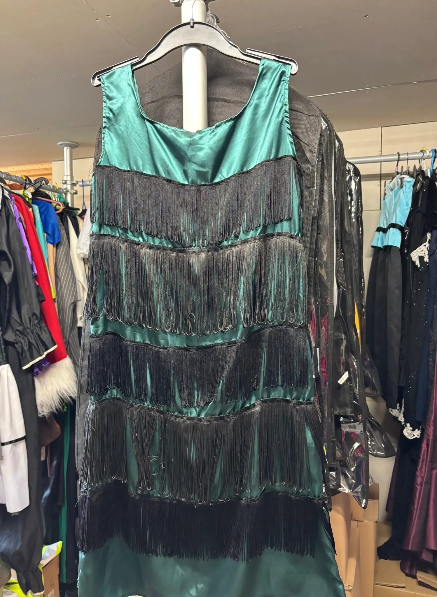 Dress- Green and Black fringe