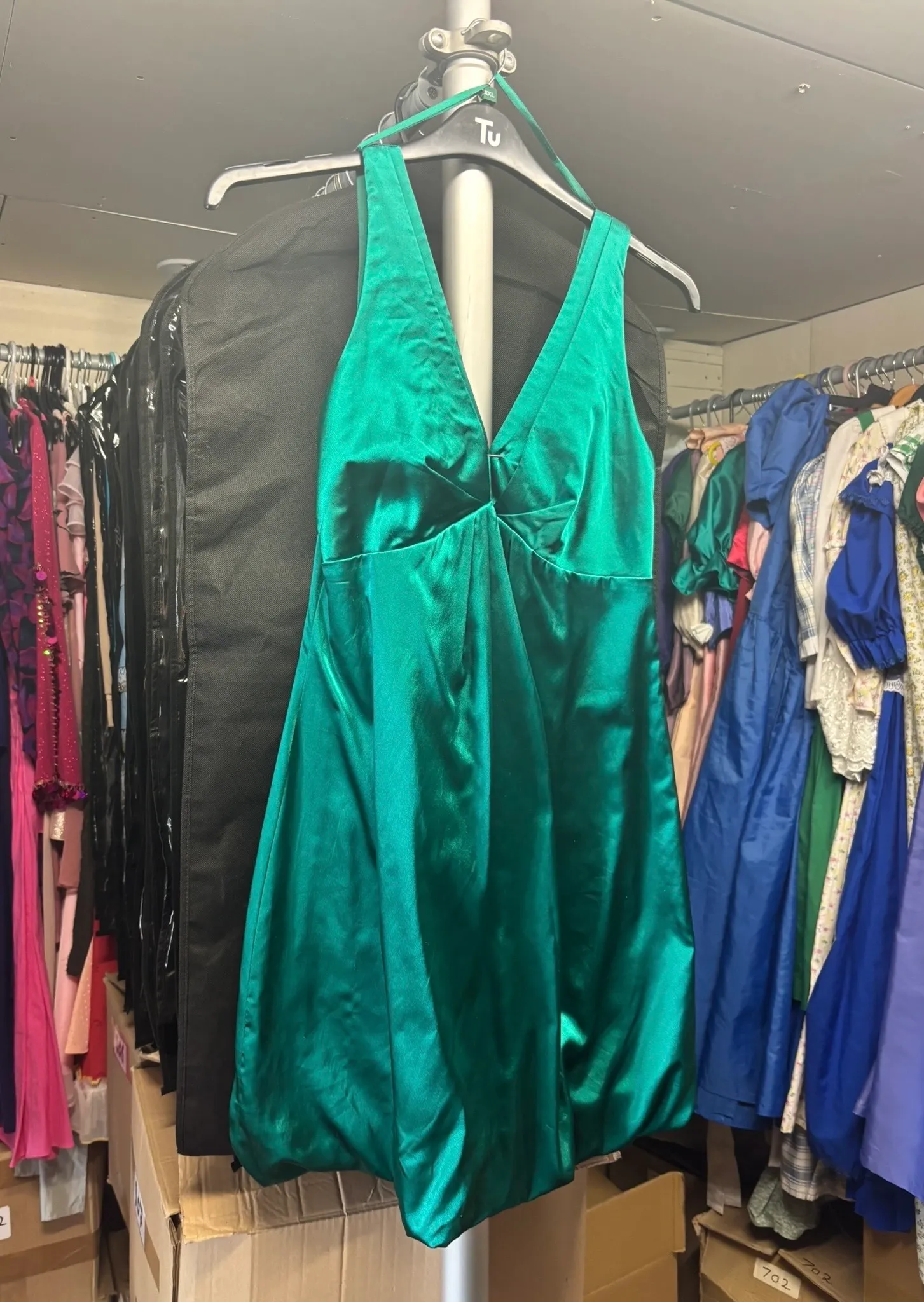 Dress- Dark Green Satin