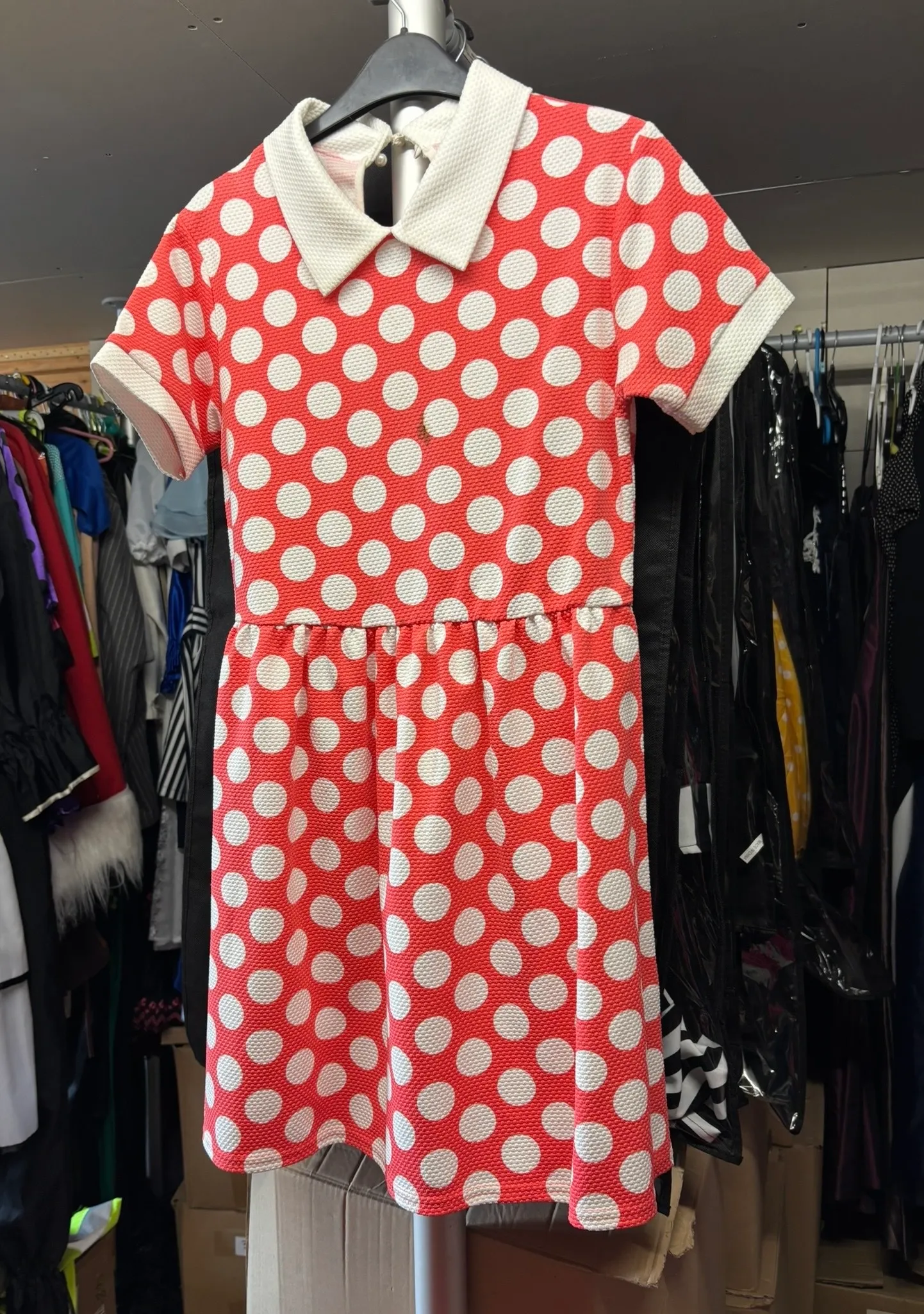 Dress- Red/Orange and white dot 