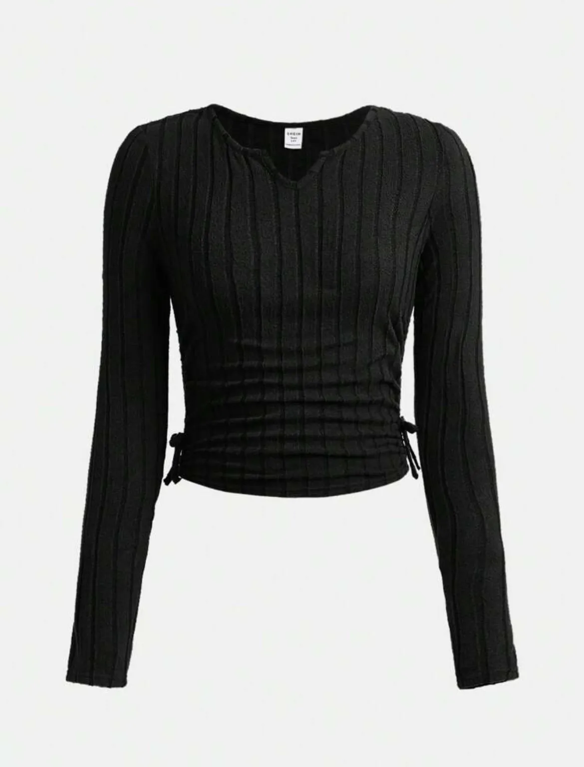Tops- Black and red ruched long sleeve