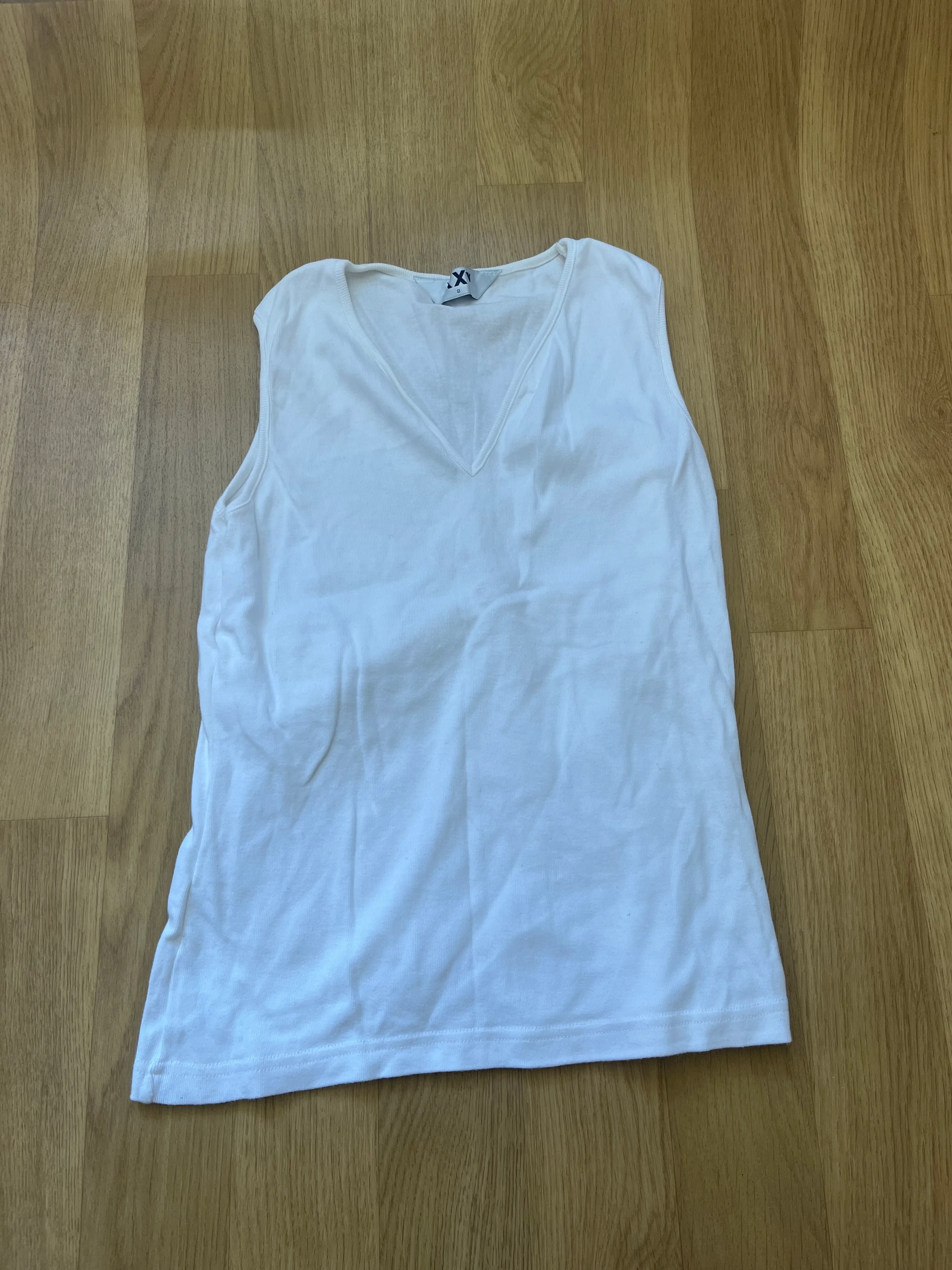 Top- V neck vest White/ Size 8 Adults