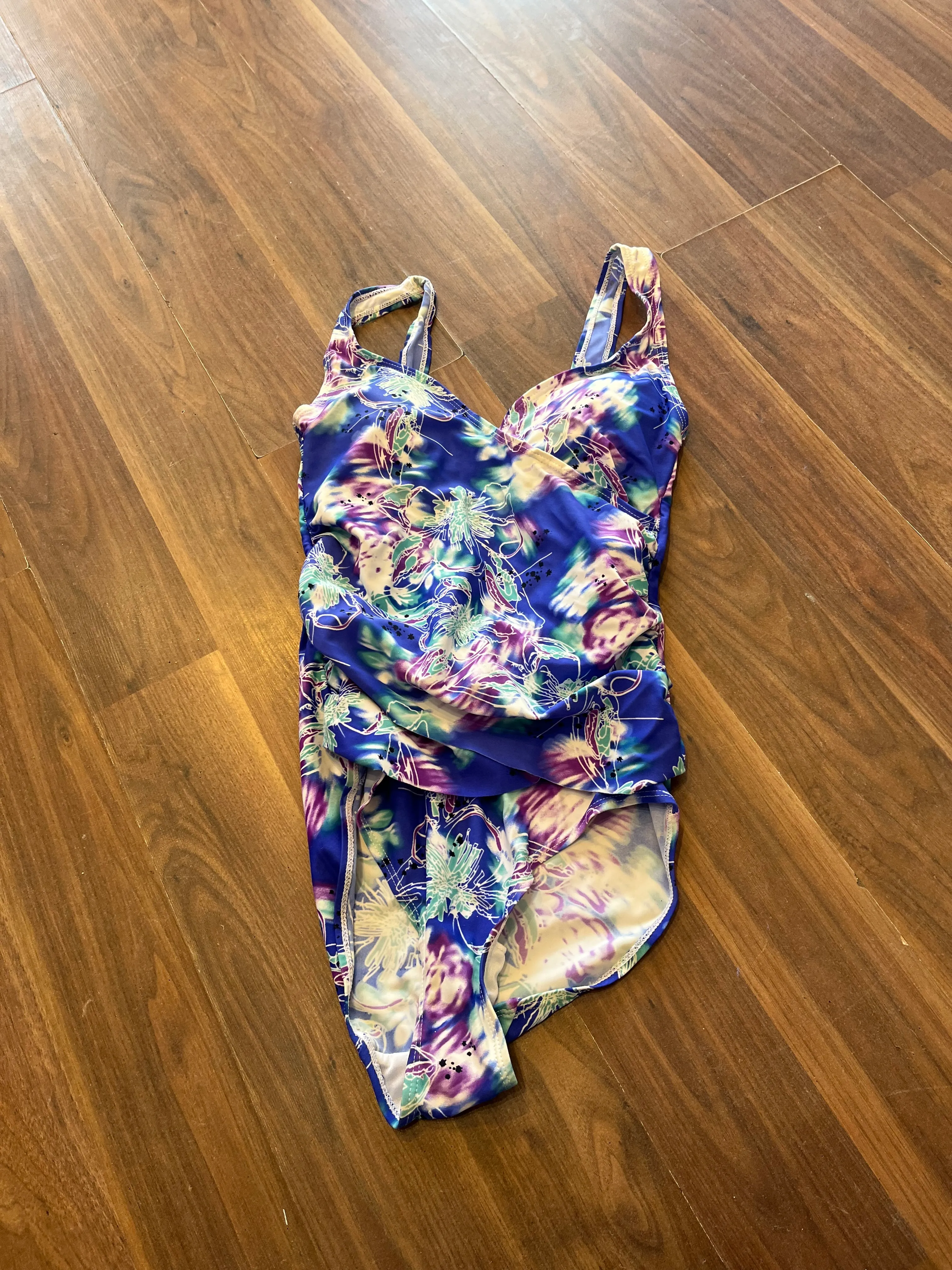 Swimming Costume- Blue floral patterned 