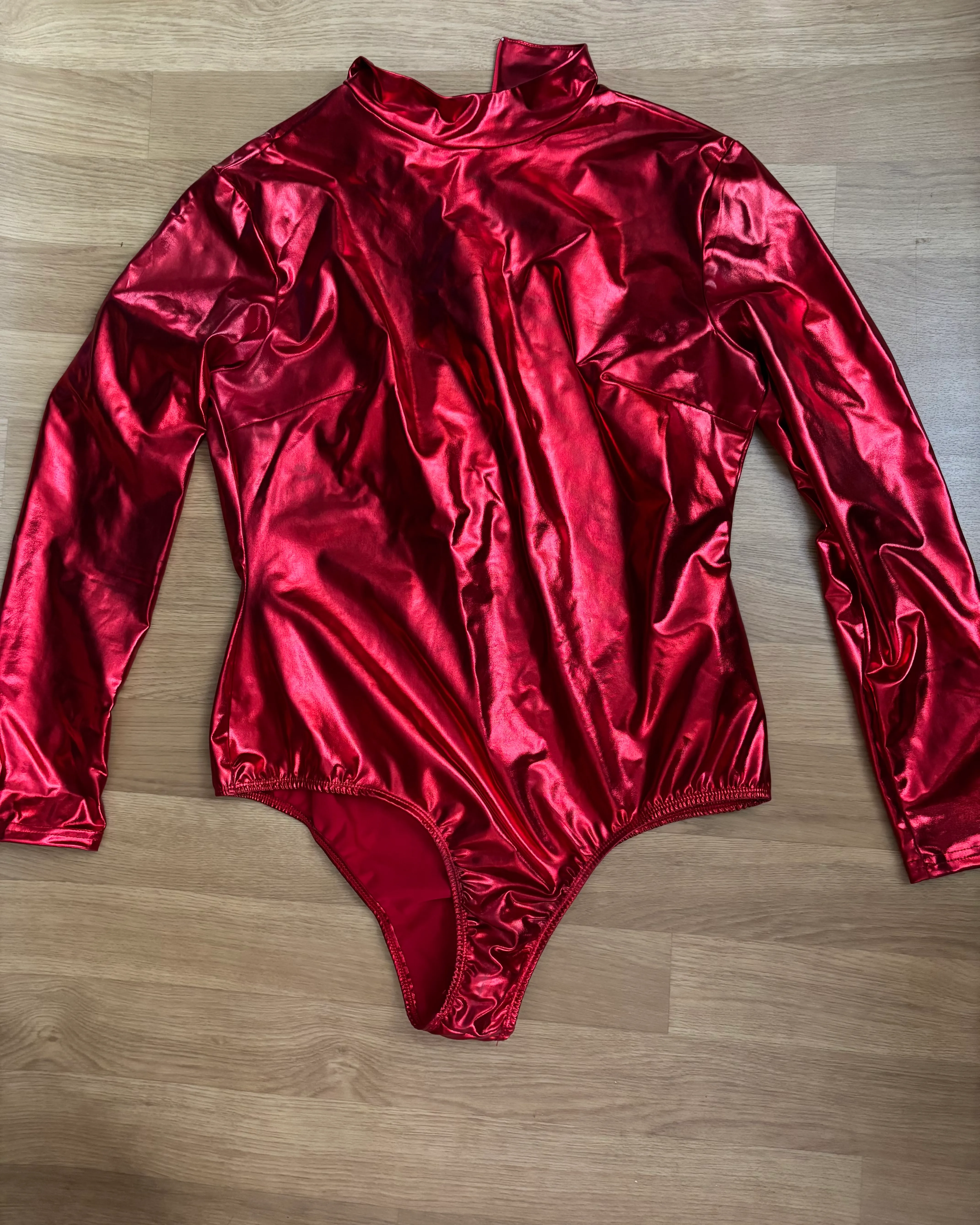 Leotard- Red metallic long sleeve