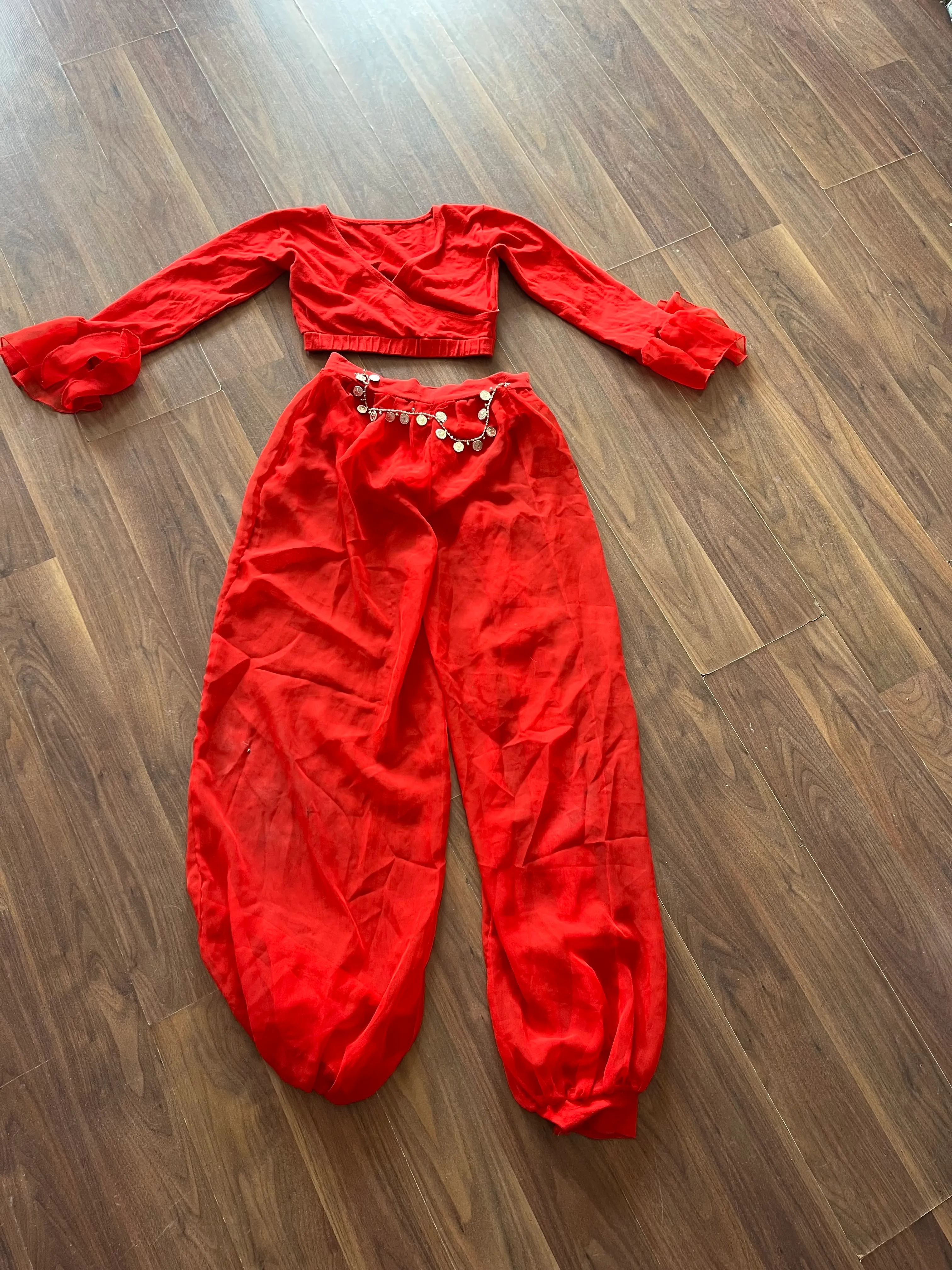 Two piece-  Aladdin red top and mesh trousers