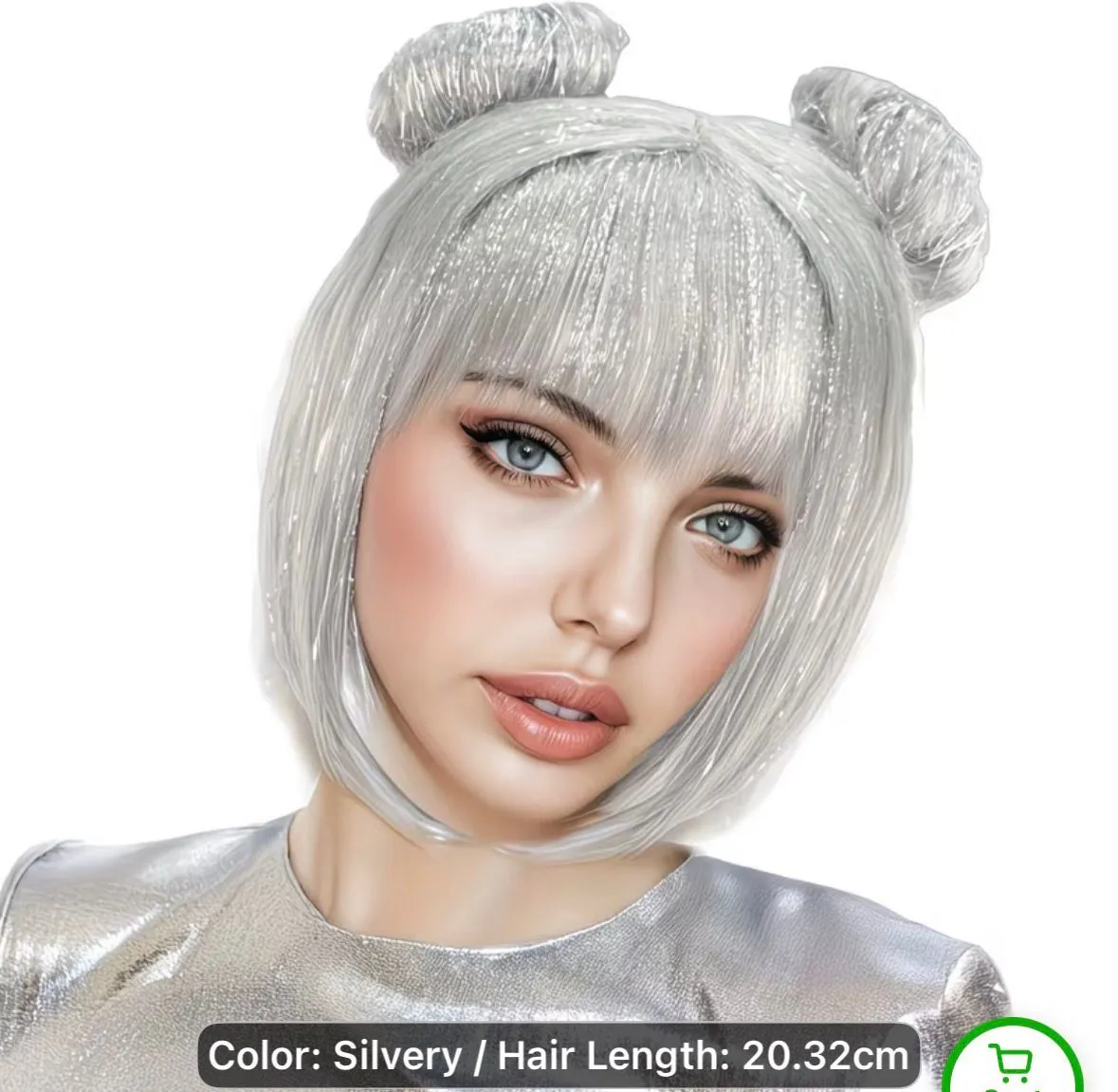 Silver Space Buns Wig