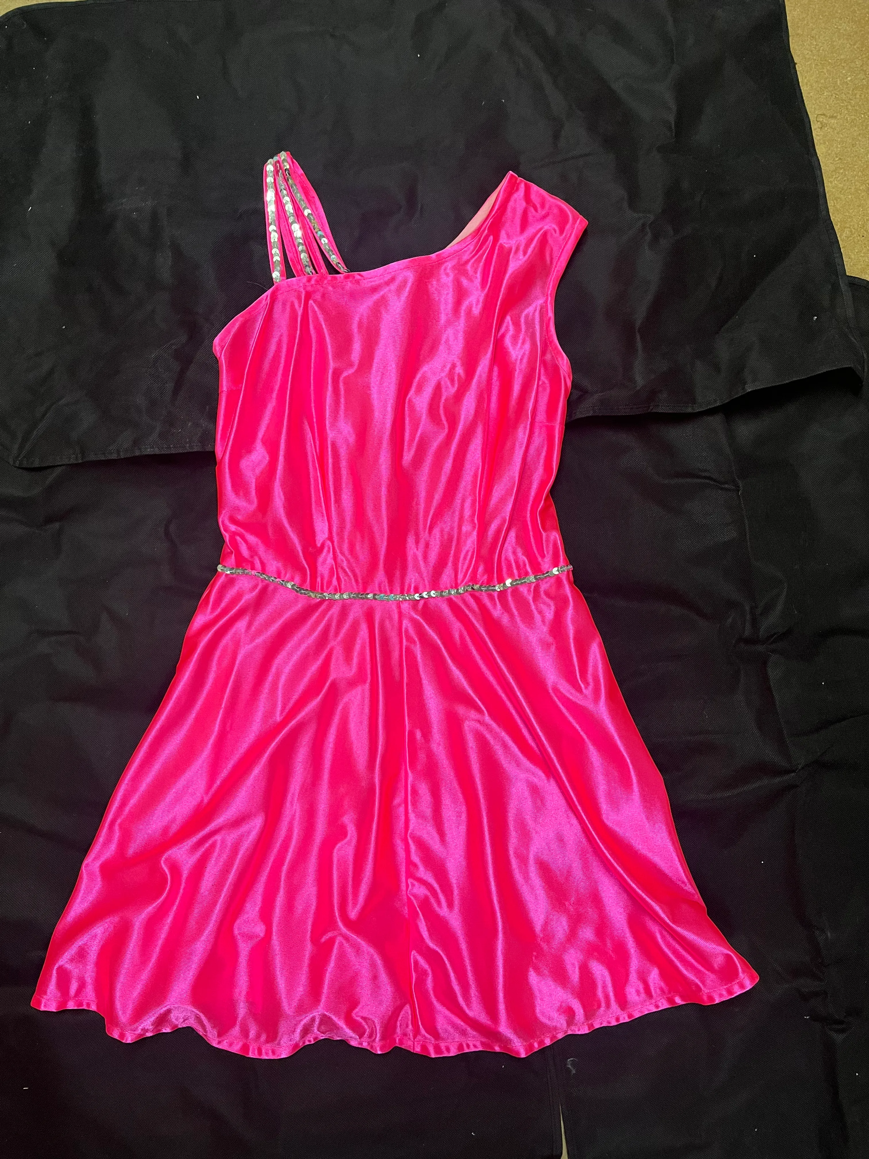 Dress- neon pink and silver sequin